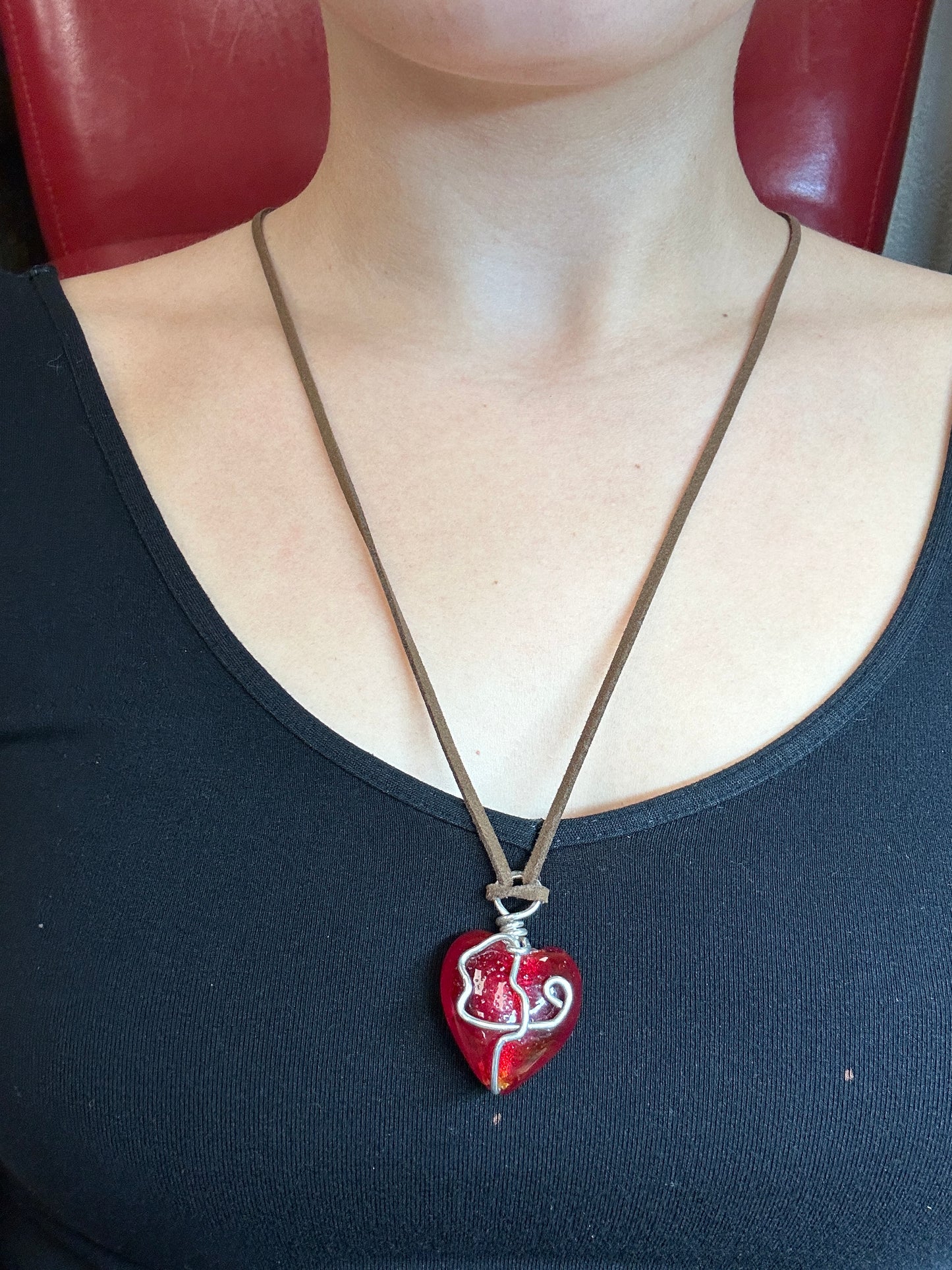 Heart leather necklace