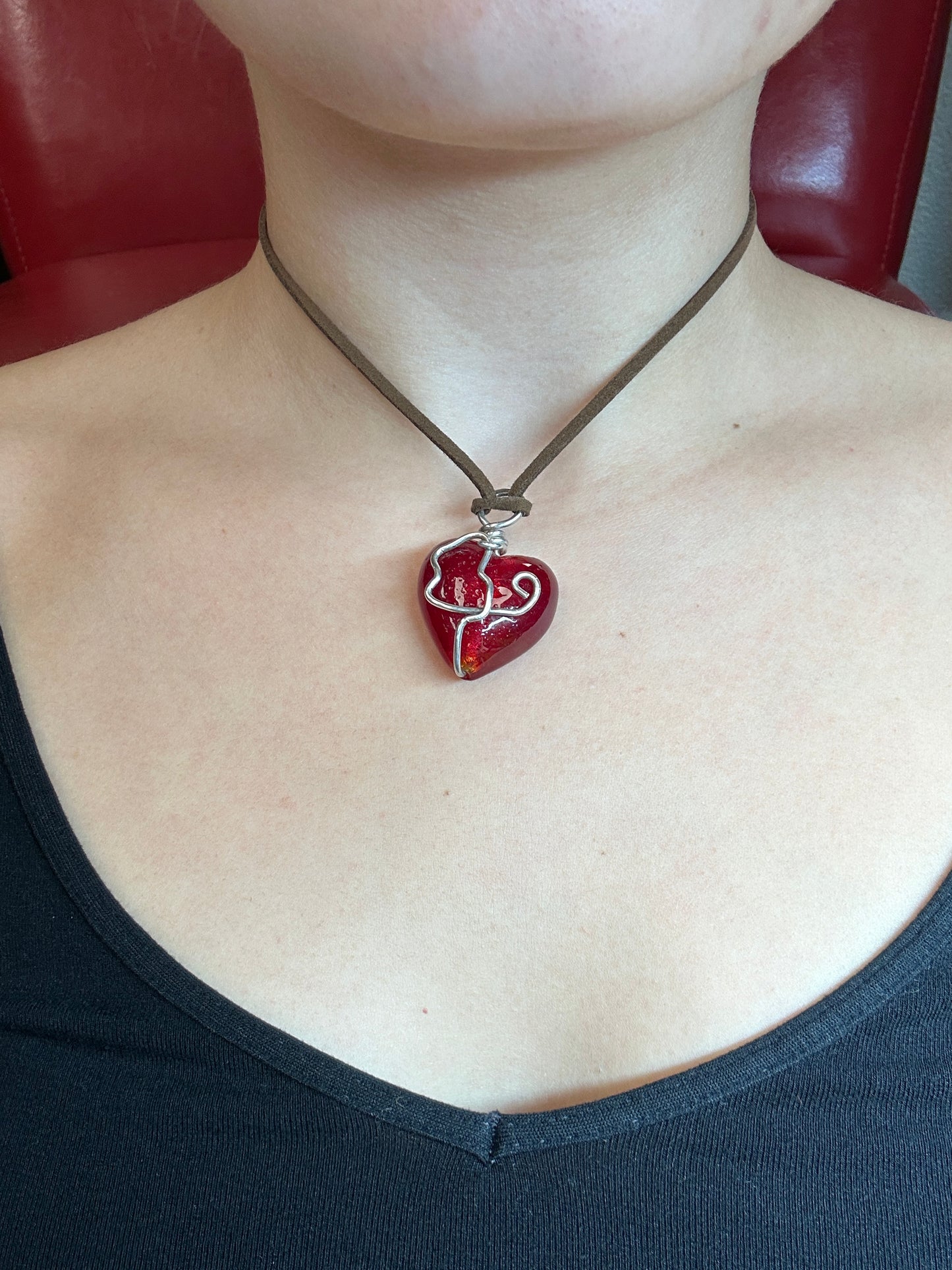 Heart leather necklace