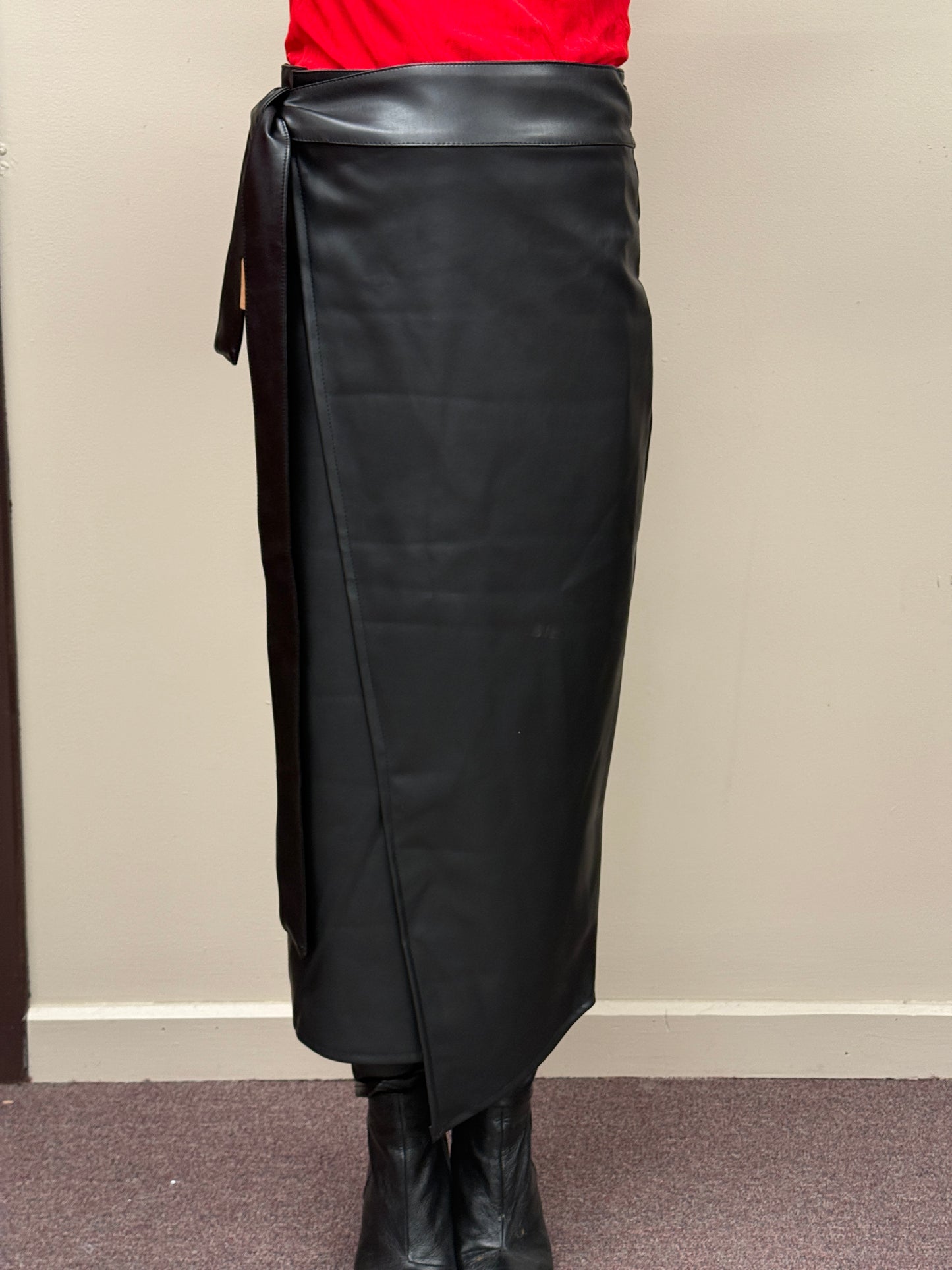 Italian PU Leather Wrap around skirt
