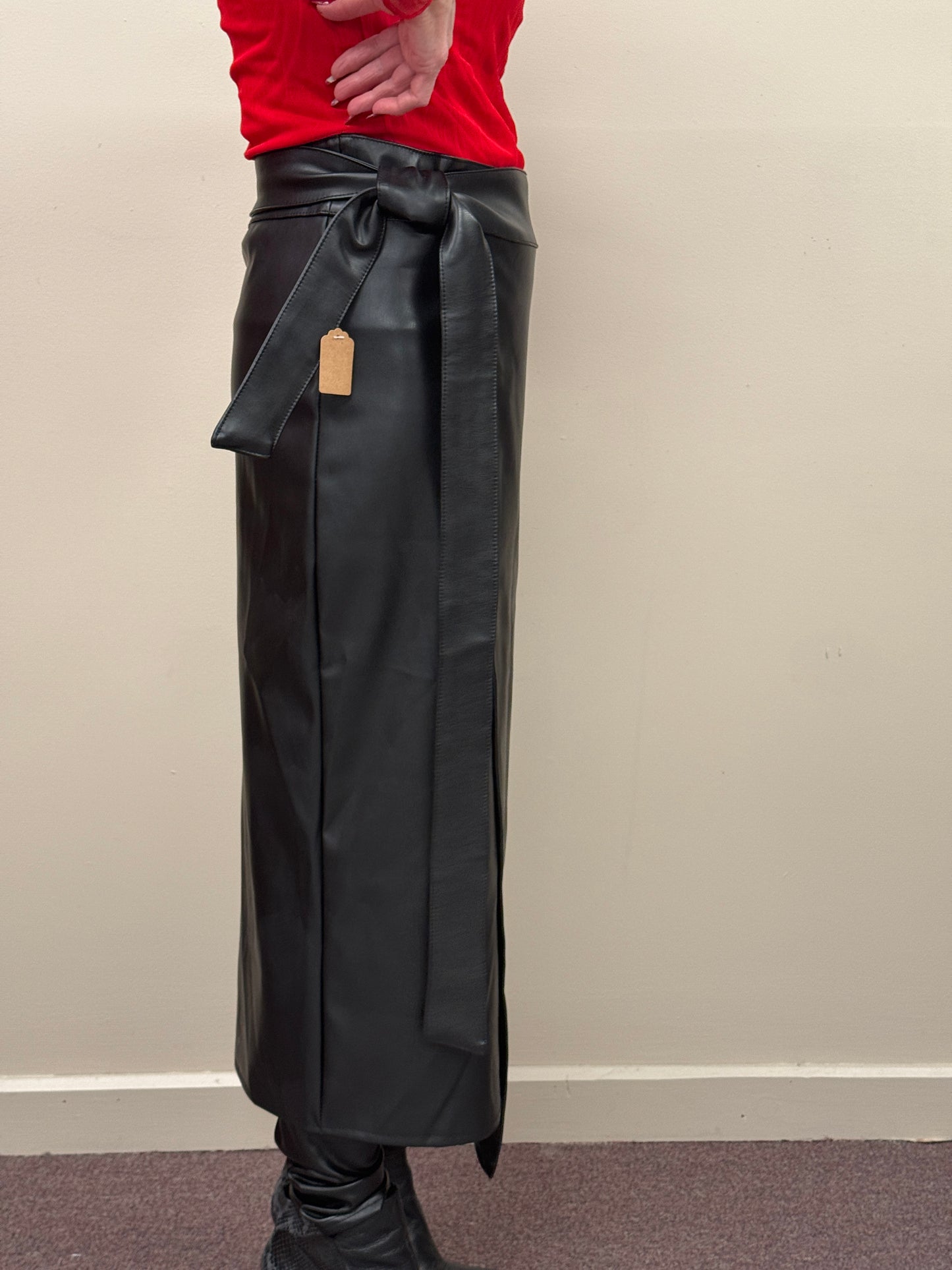 Italian PU Leather Wrap around skirt