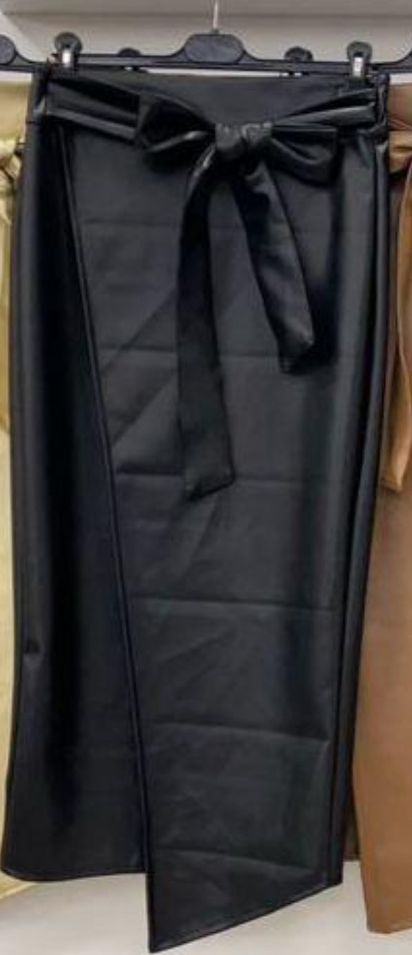 Italian PU Leather Wrap around skirt