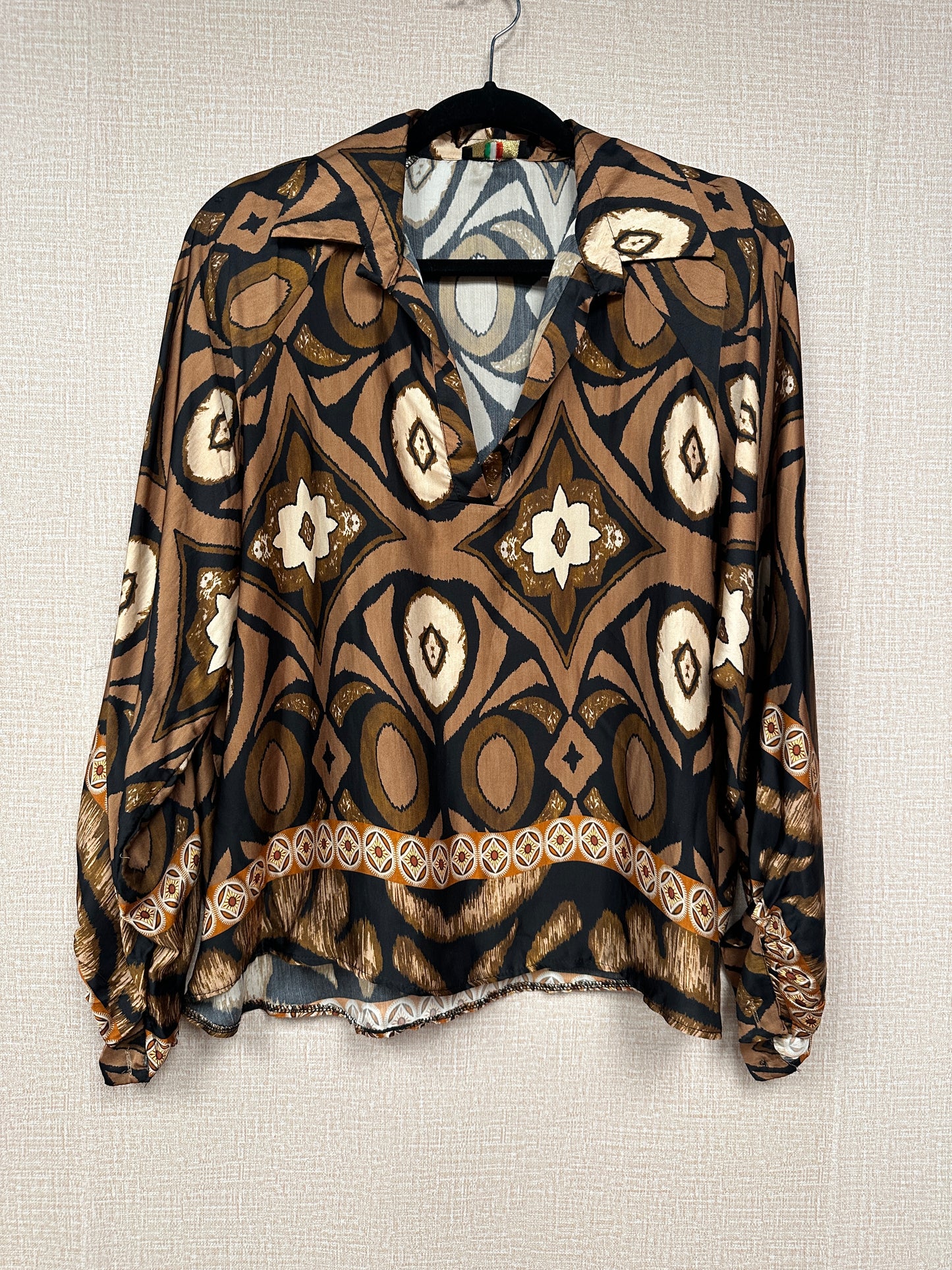 Italian satin print blouse