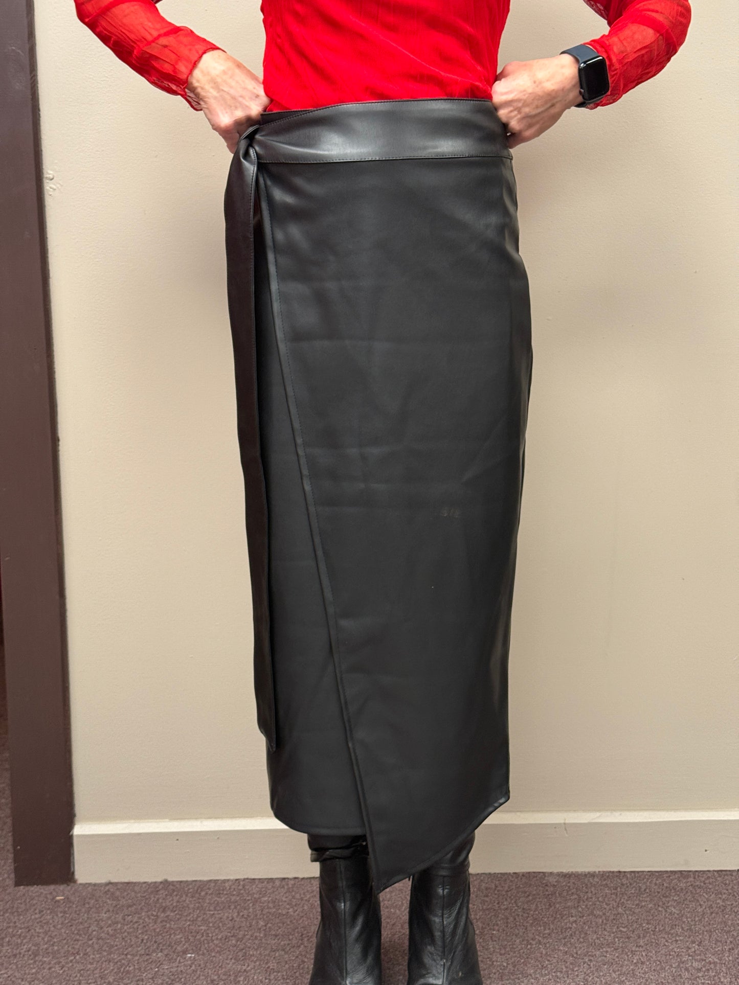 Italian PU Leather Wrap around skirt