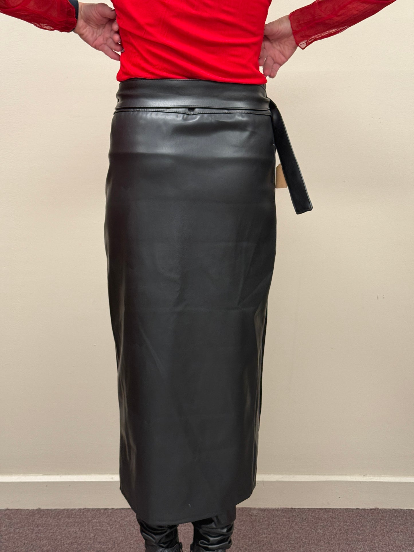 Italian PU Leather Wrap around skirt
