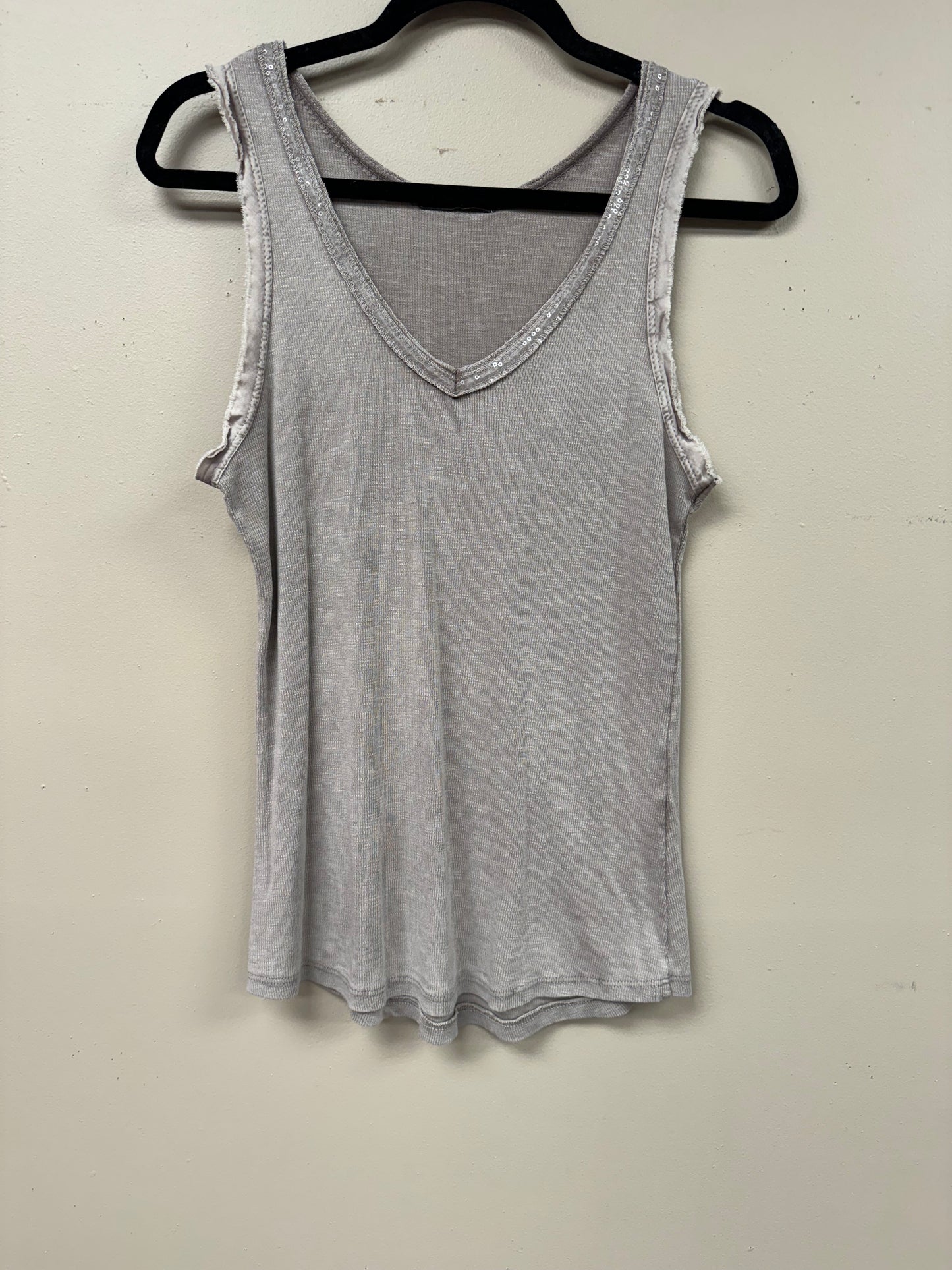 Italian Sequence detail cotton tank top