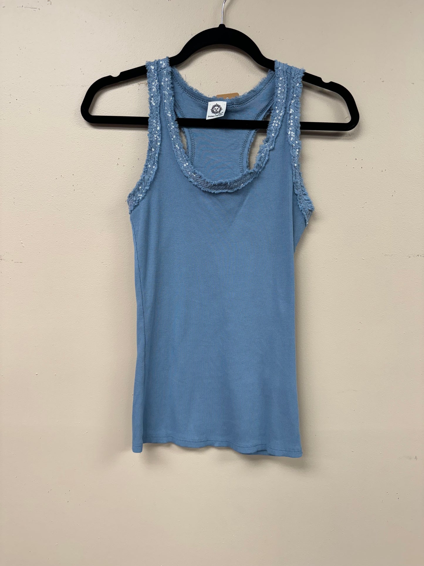 Italian Sequence detail cotton tank top