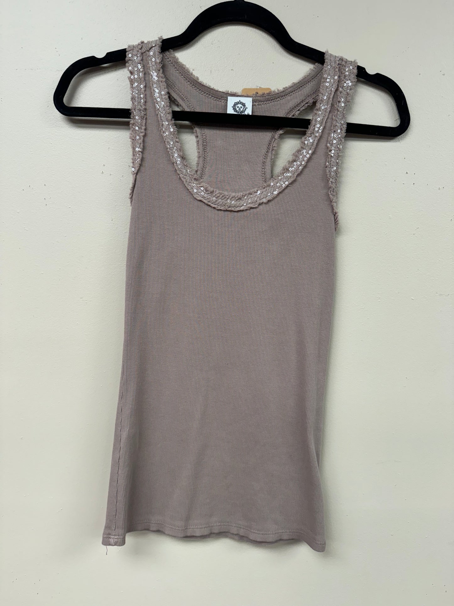 Italian Sequence detail cotton tank top