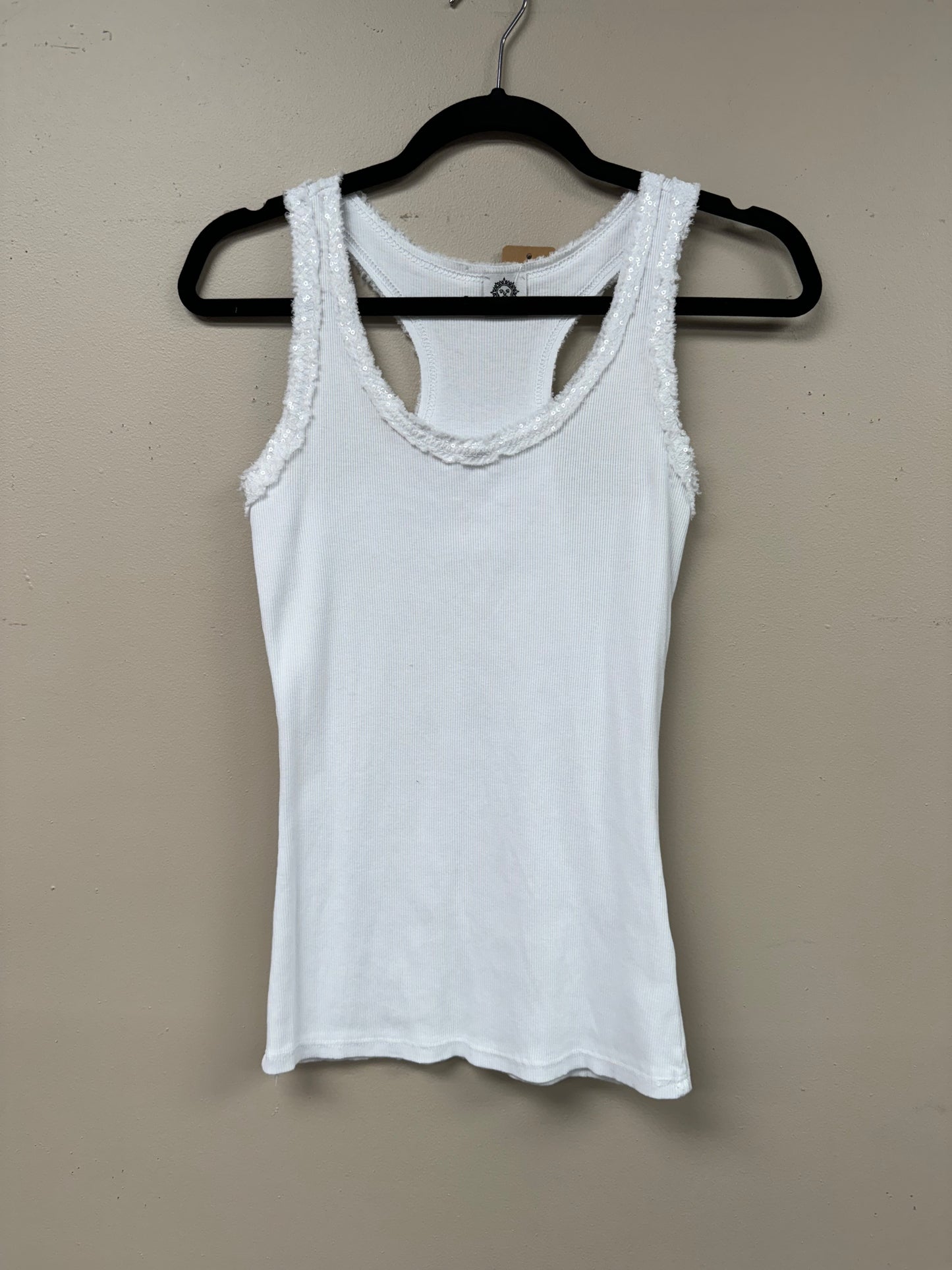 Italian Sequence detail cotton tank top