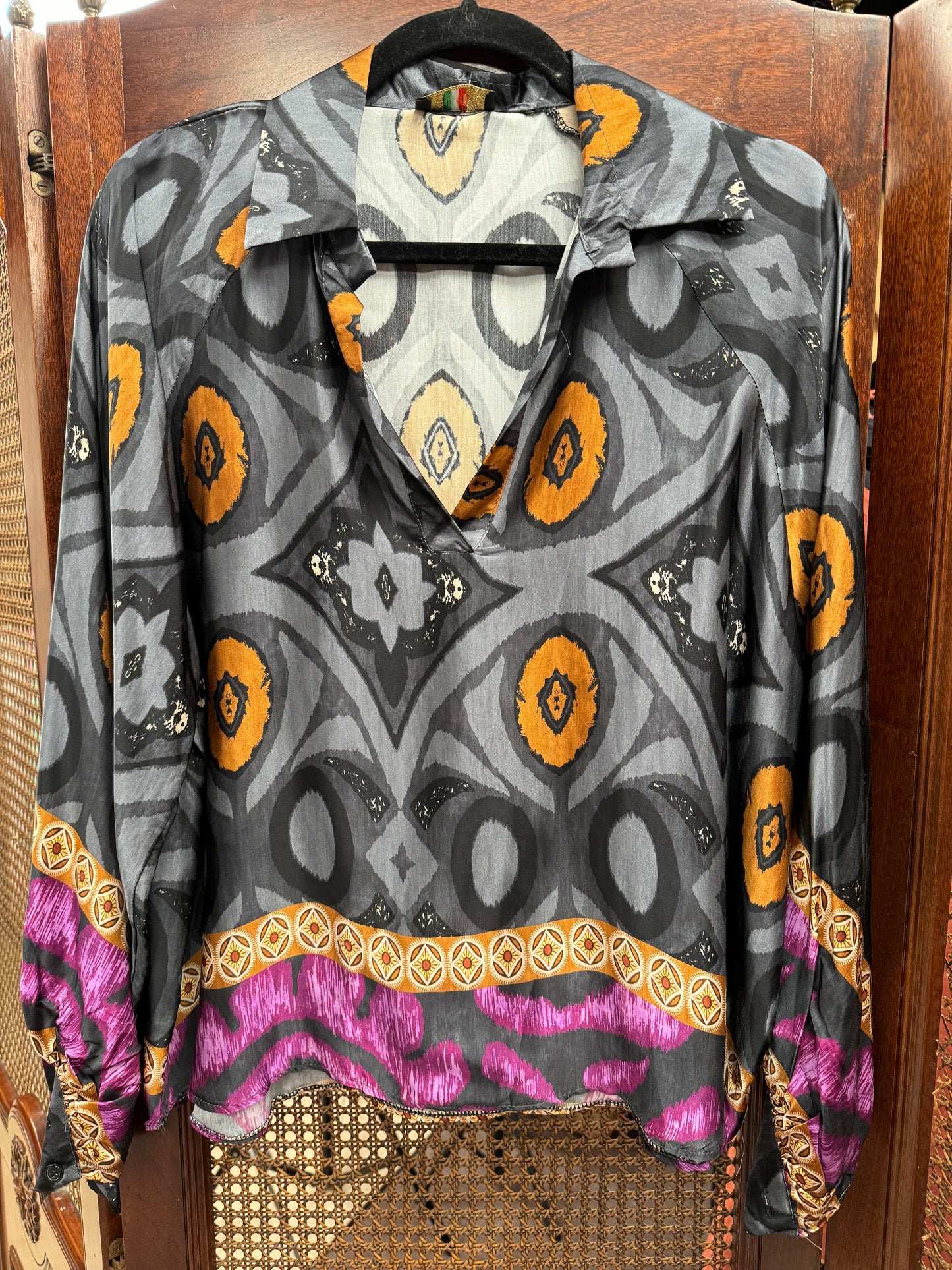 Italian satin print blouse
