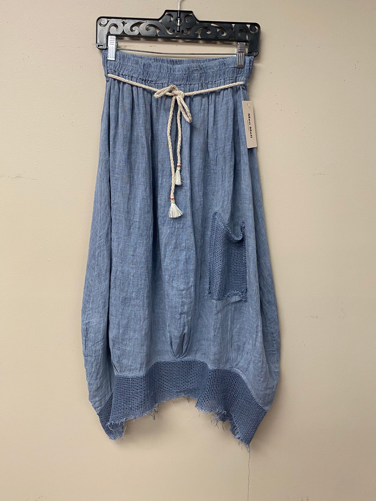 One Pocket Mesh Linen Skirt