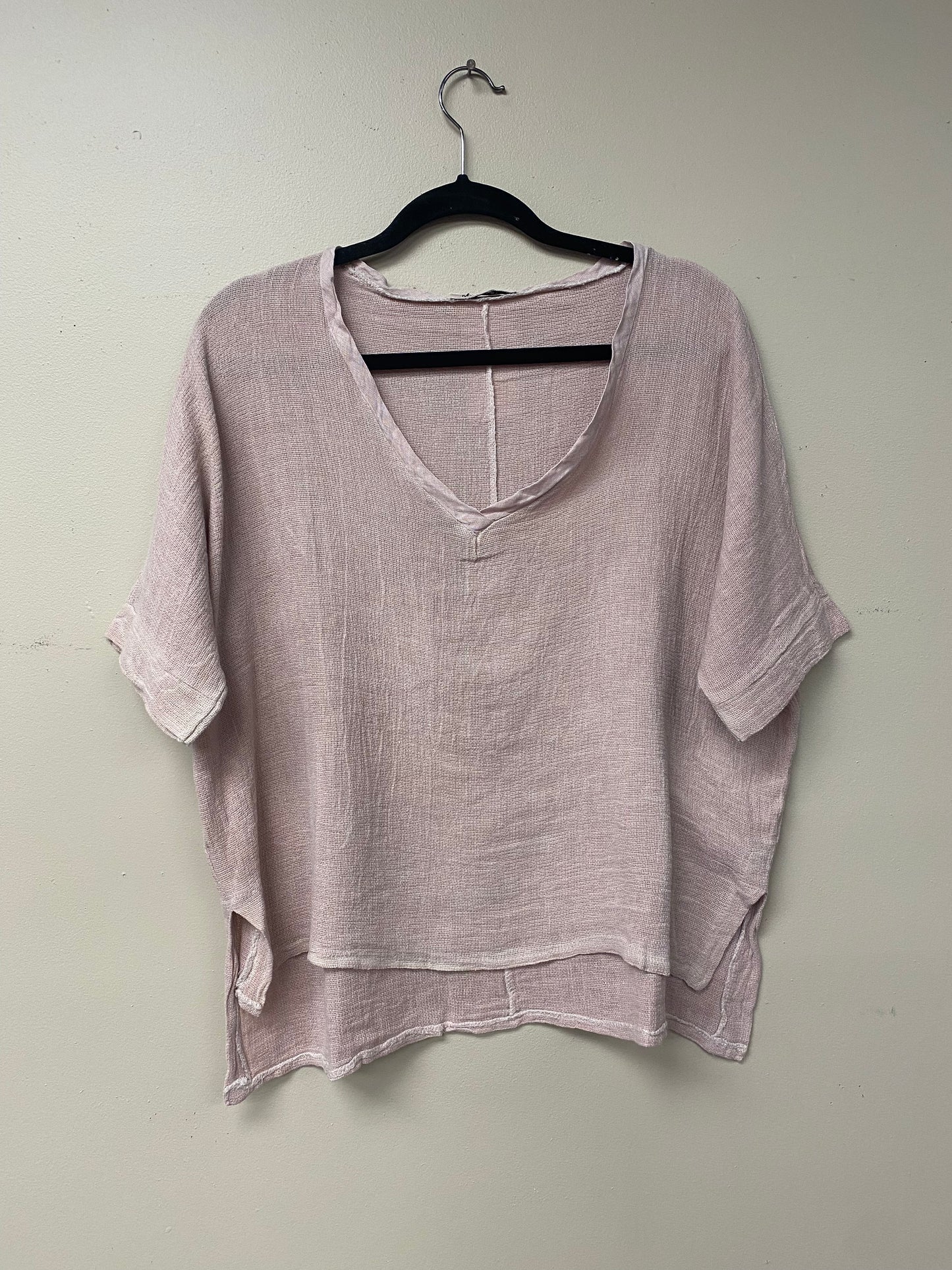 V Neck Loose Linen Top. 3474