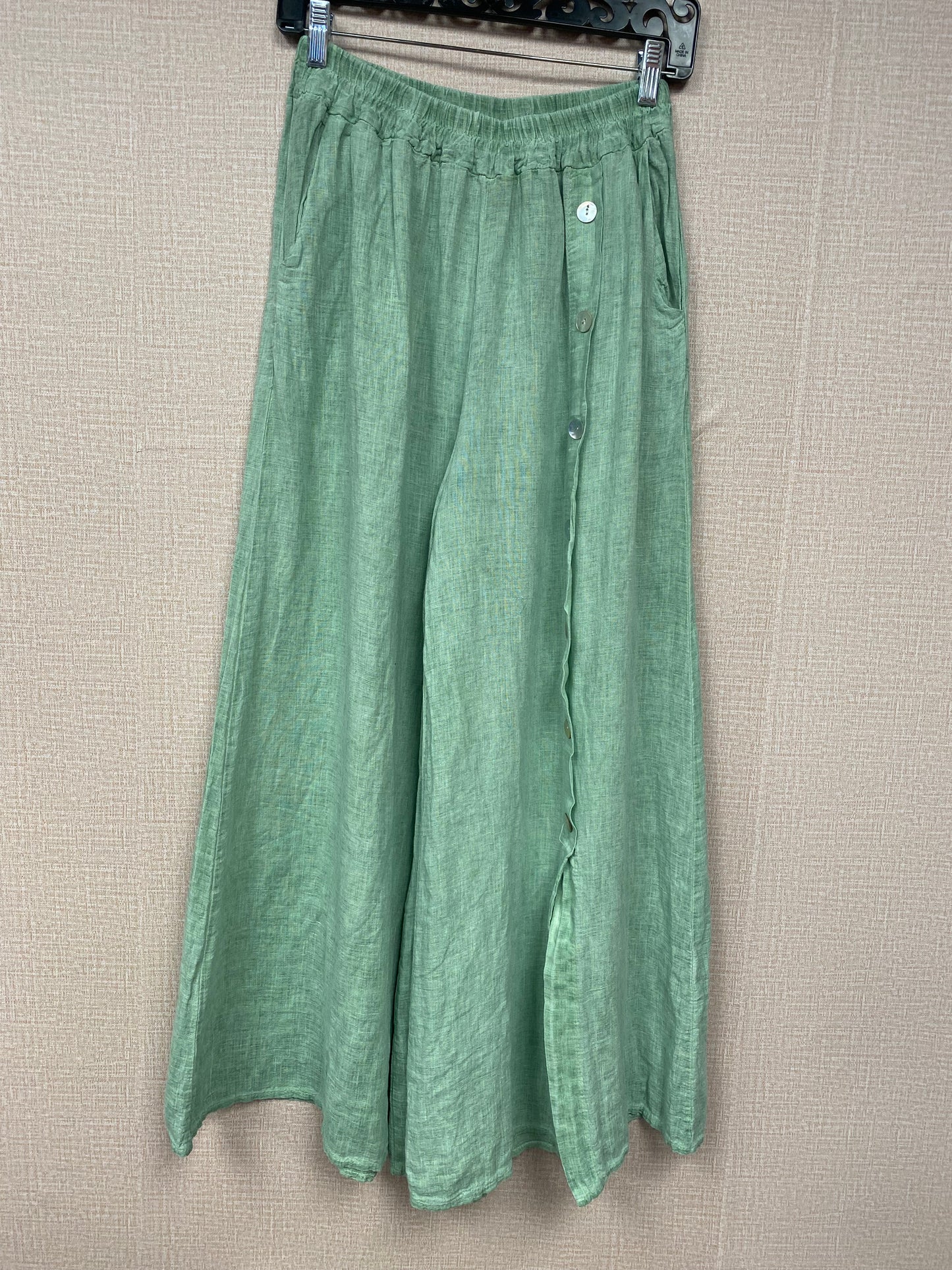 Italian linen Button Down Wide Leg Pants. 18861