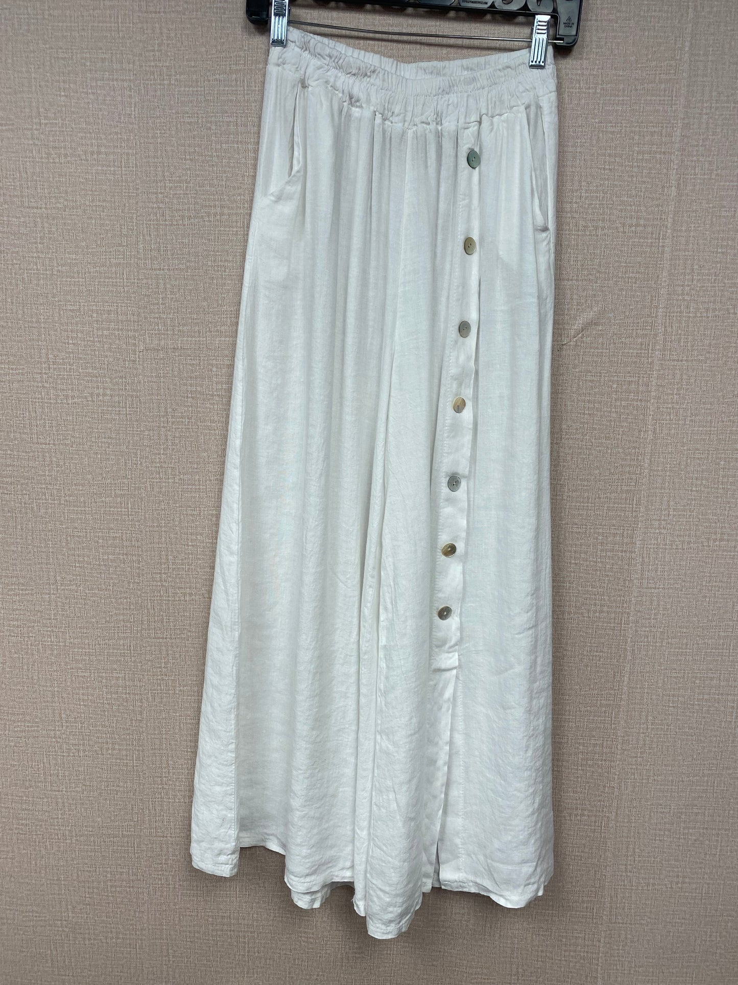 Italian linen Button Down Wide Leg Pants. 18861
