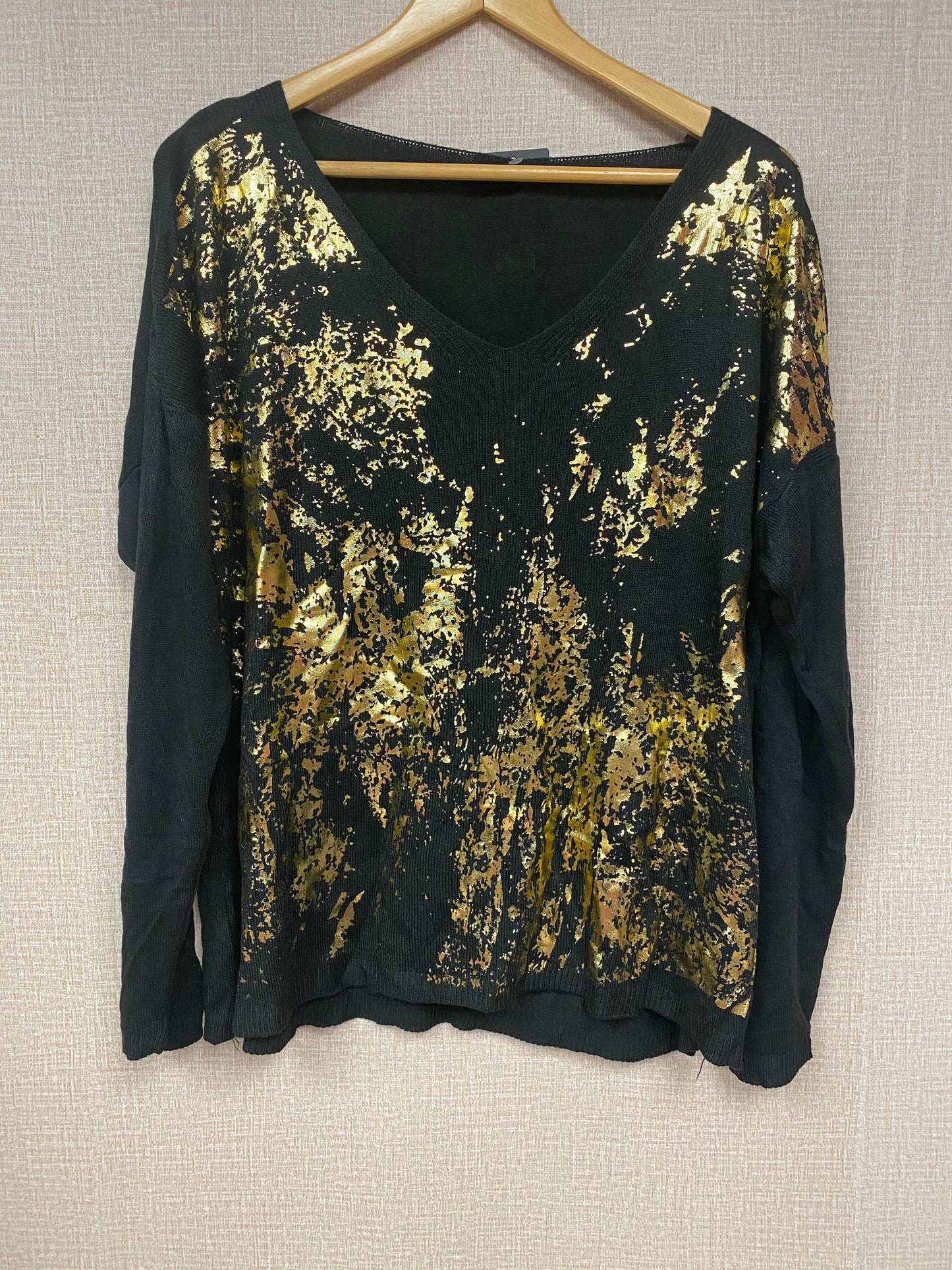 Italian metallic v neck sweater