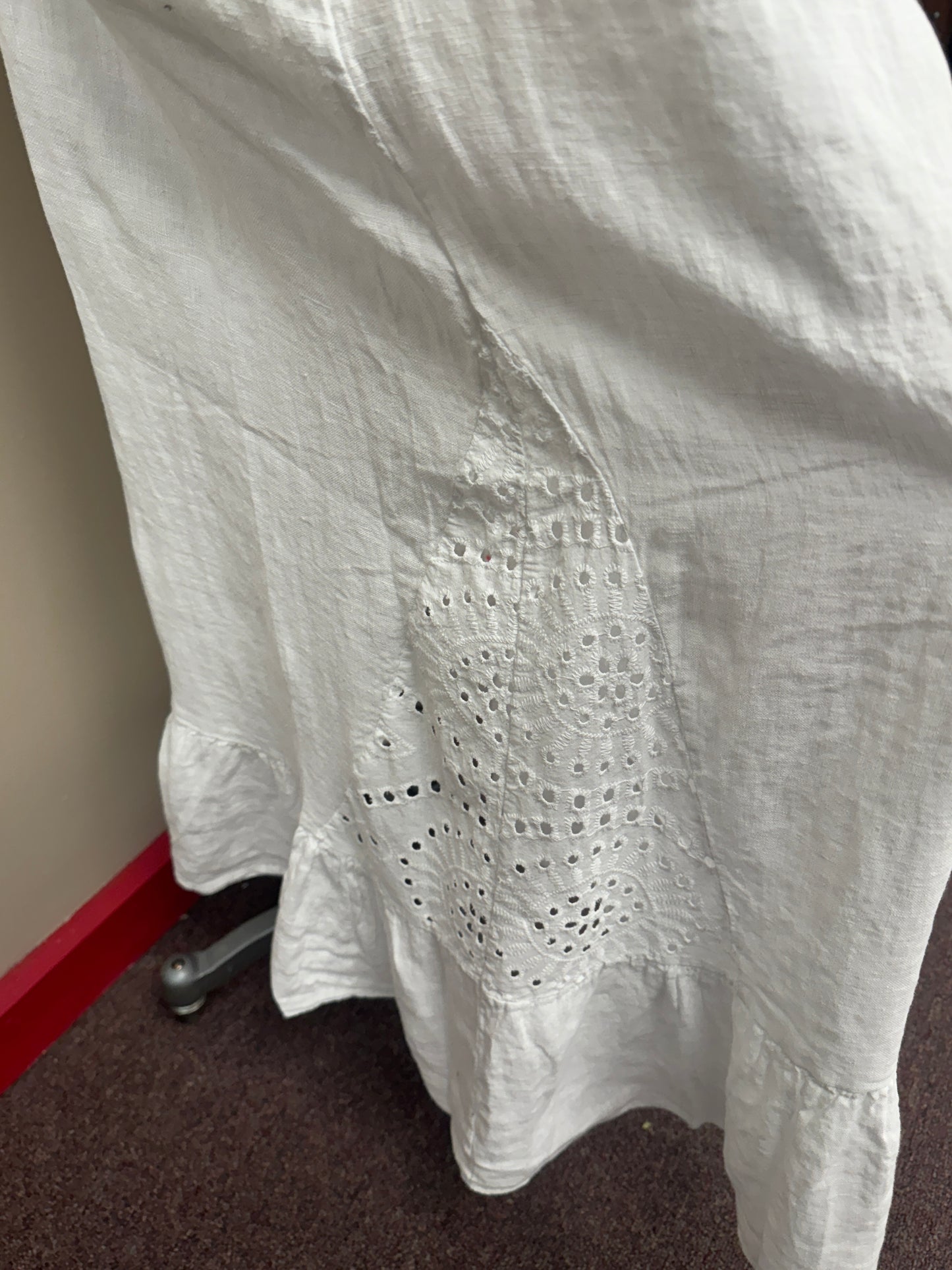 Crochet detail Italian linen Maxi Dress/ Cover up.