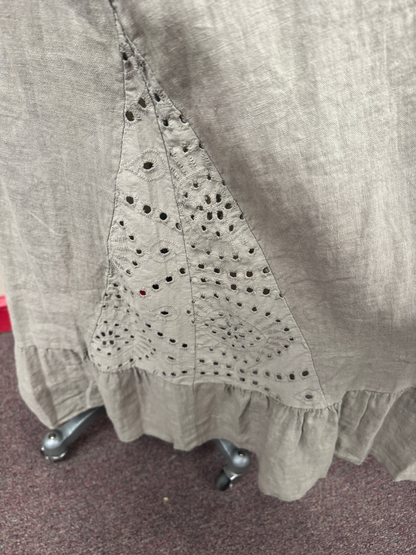 Crochet detail Italian linen Maxi Dress/ Cover up.