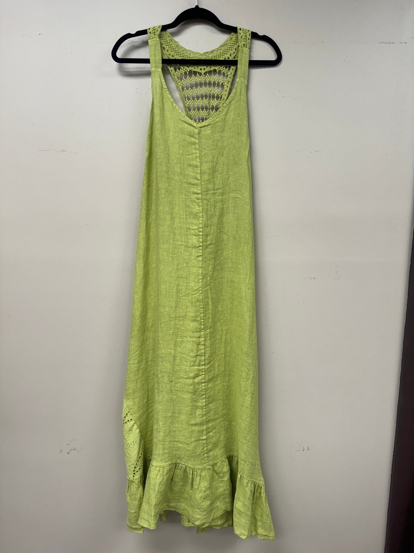 Crochet detail Italian linen Maxi Dress/ Cover up.