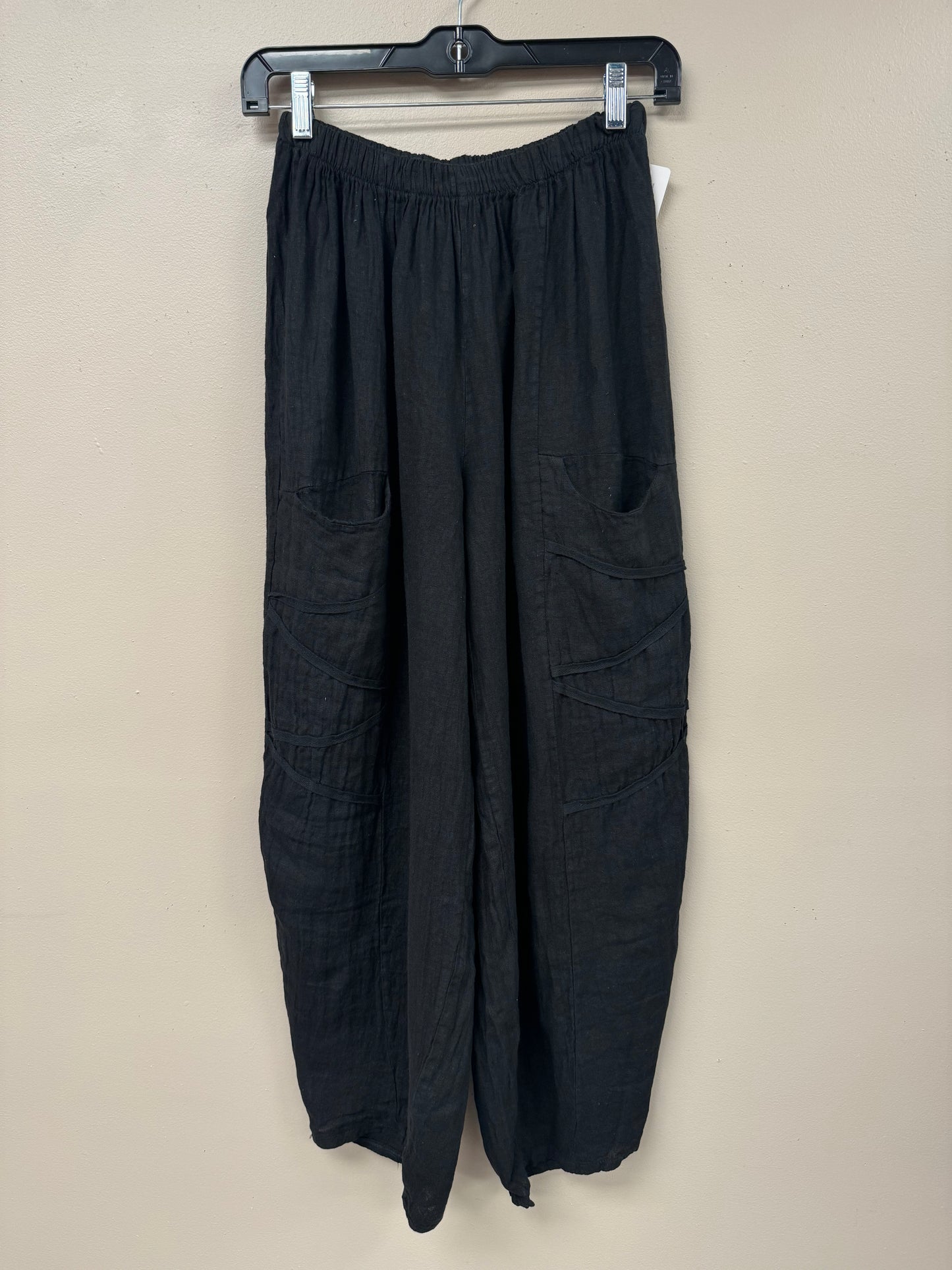 Italian linen front pocket barrel pants