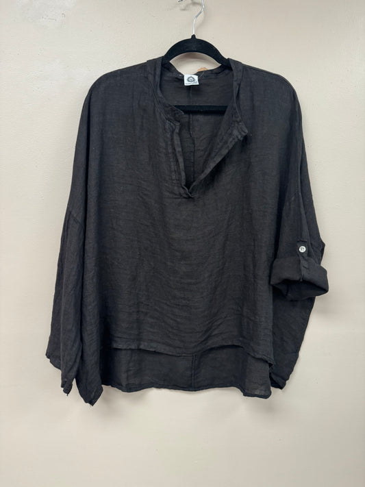 Italian linen, v neck long sleeves top