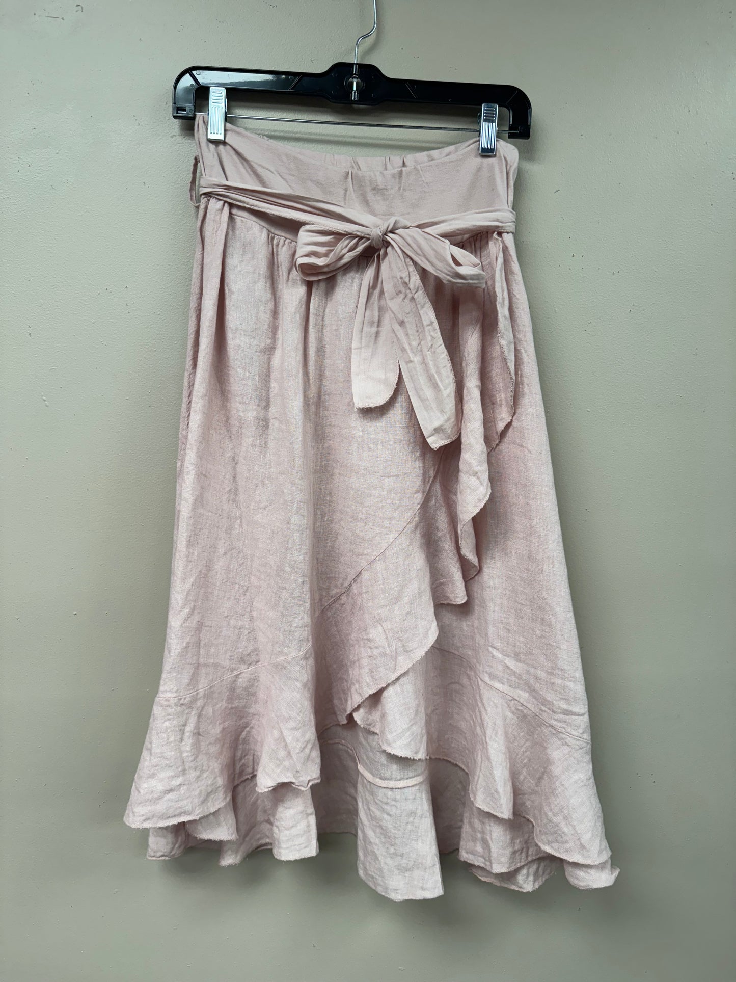 Asymetrical Wrap around Style Linen Midi skirt