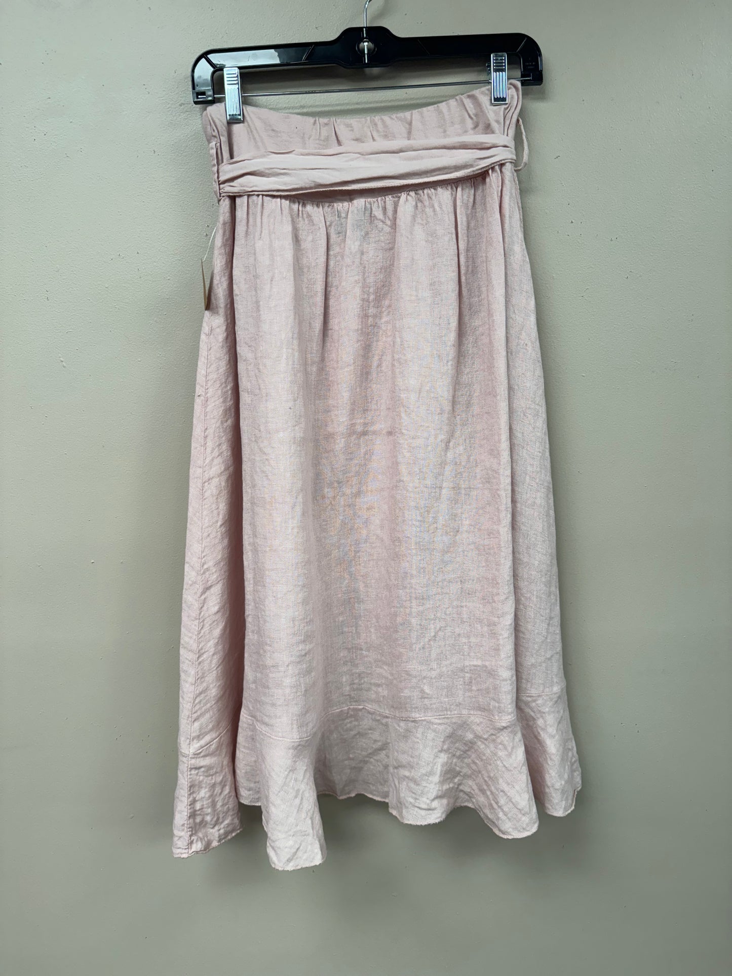 Asymetrical Wrap around Style Linen Midi skirt
