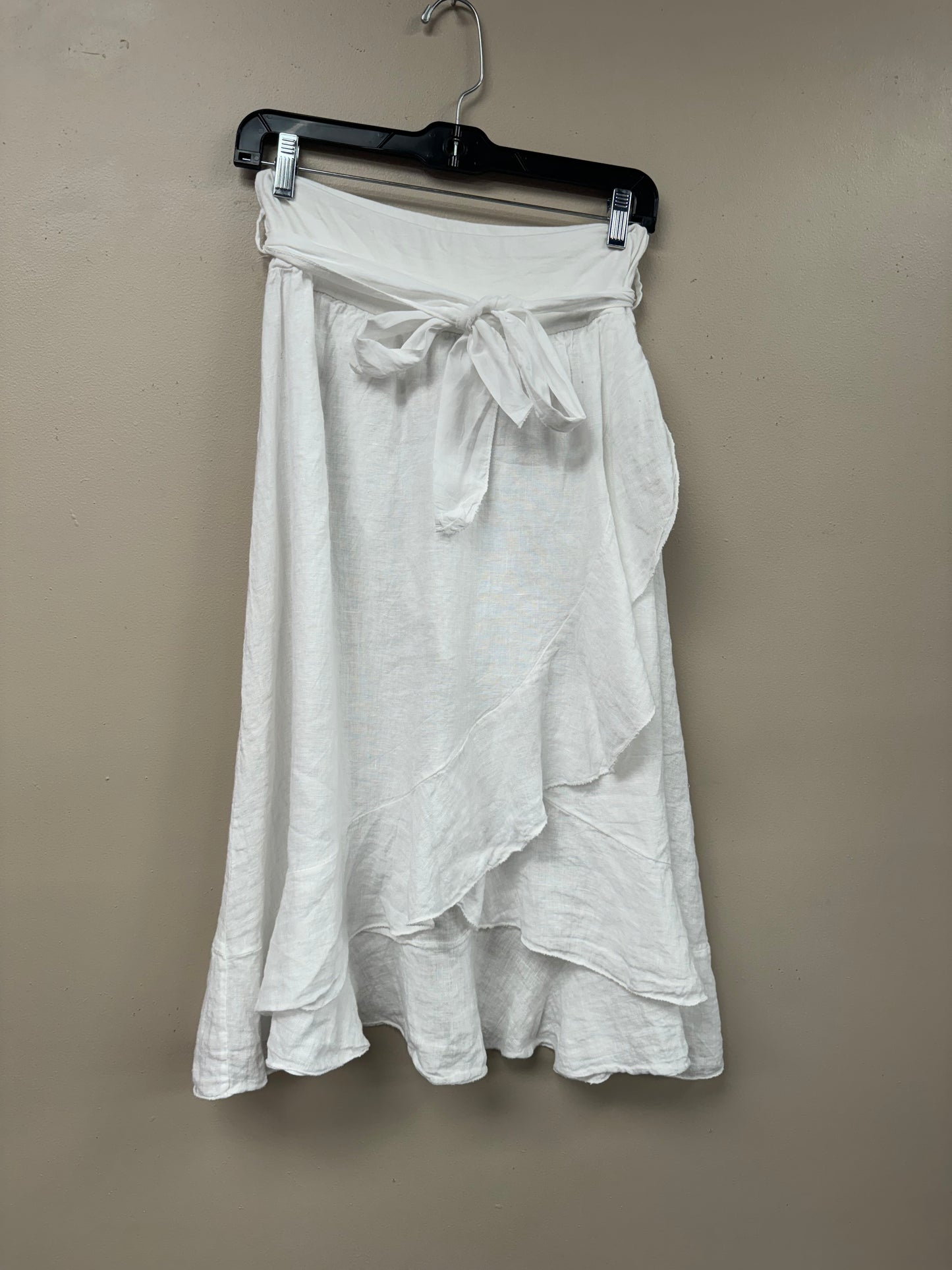 Asymetrical Wrap around Style Linen Midi skirt