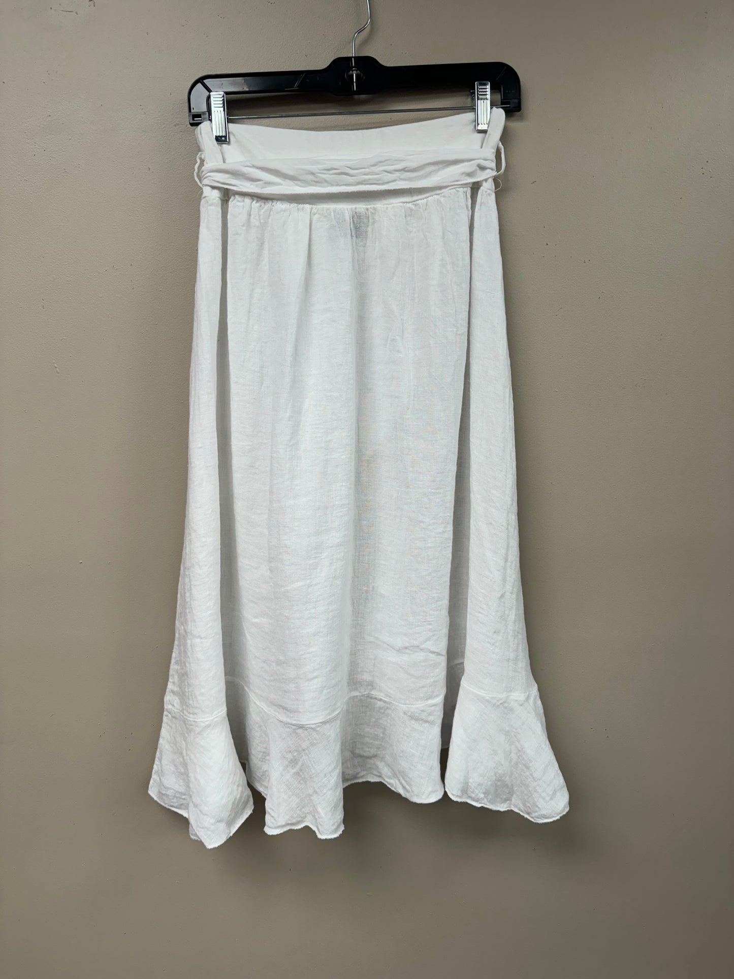 Asymetrical Wrap around Style Linen Midi skirt
