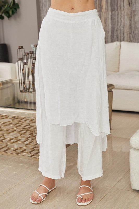 Linen Layered Skirted Pants