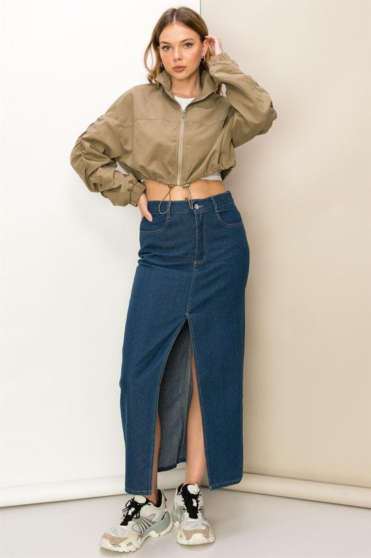 Front Slit Midi Skirt