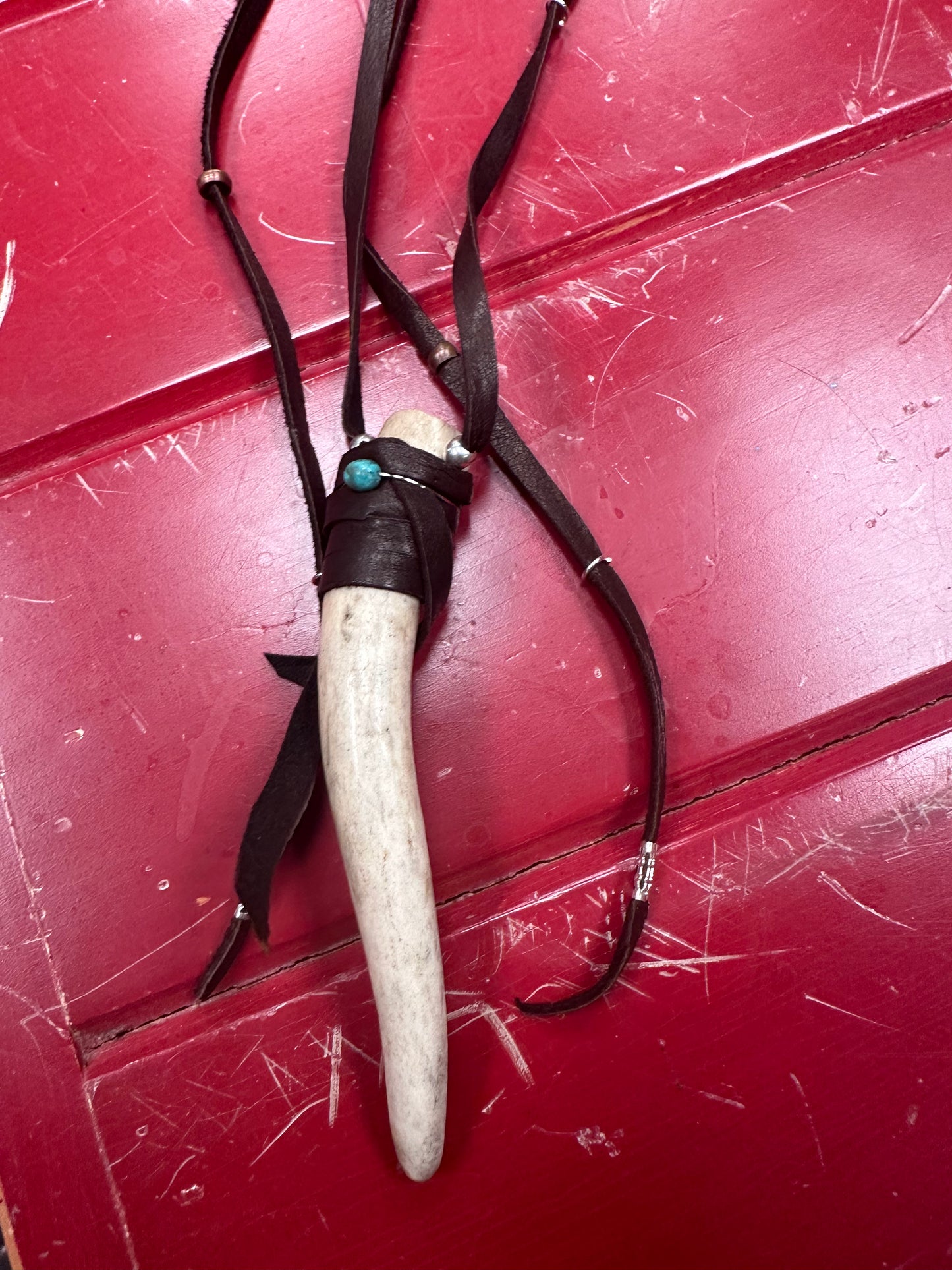 Deer horn leather necklace