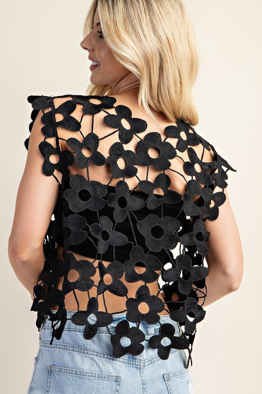 Floral lace vest top.