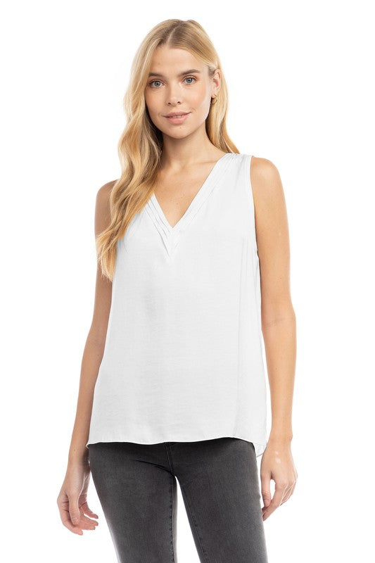Pleated V Neck Tank