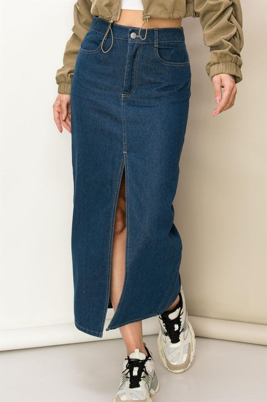 Front Slit Midi Skirt