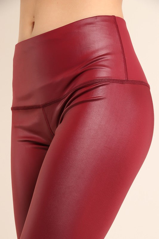 SOLID FAUX LEATHER LEGGINGS