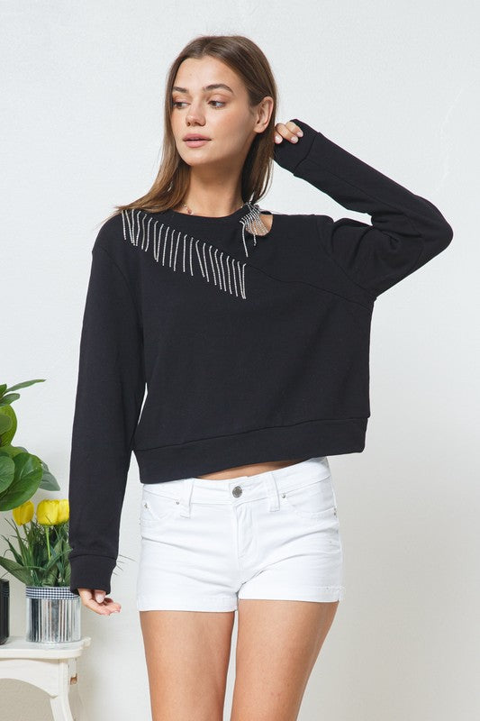 RhinestoneFringe Sweatshirt.