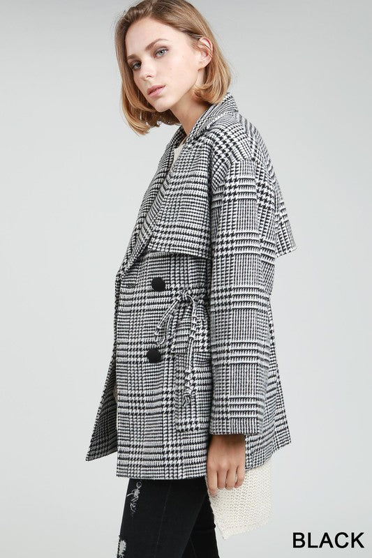 Glen-check patterned coat