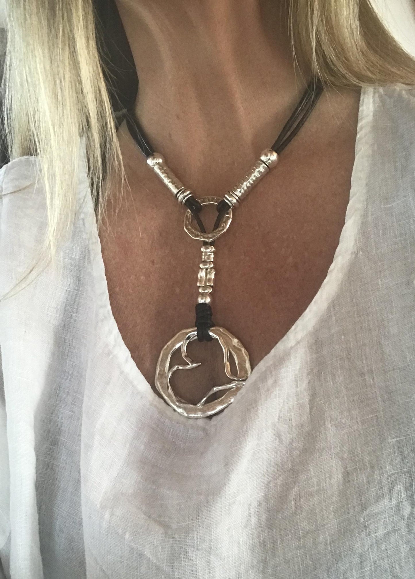 Heart over Circle Necklace