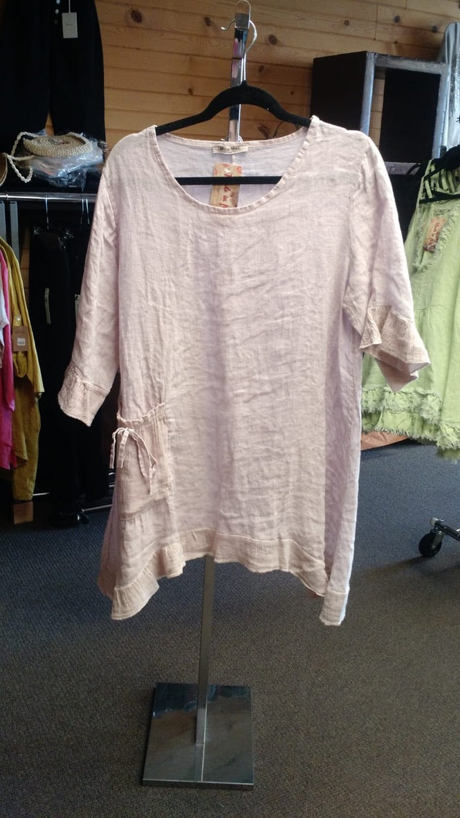 Linen Cotton Blend One Pocket Dress /Tunic