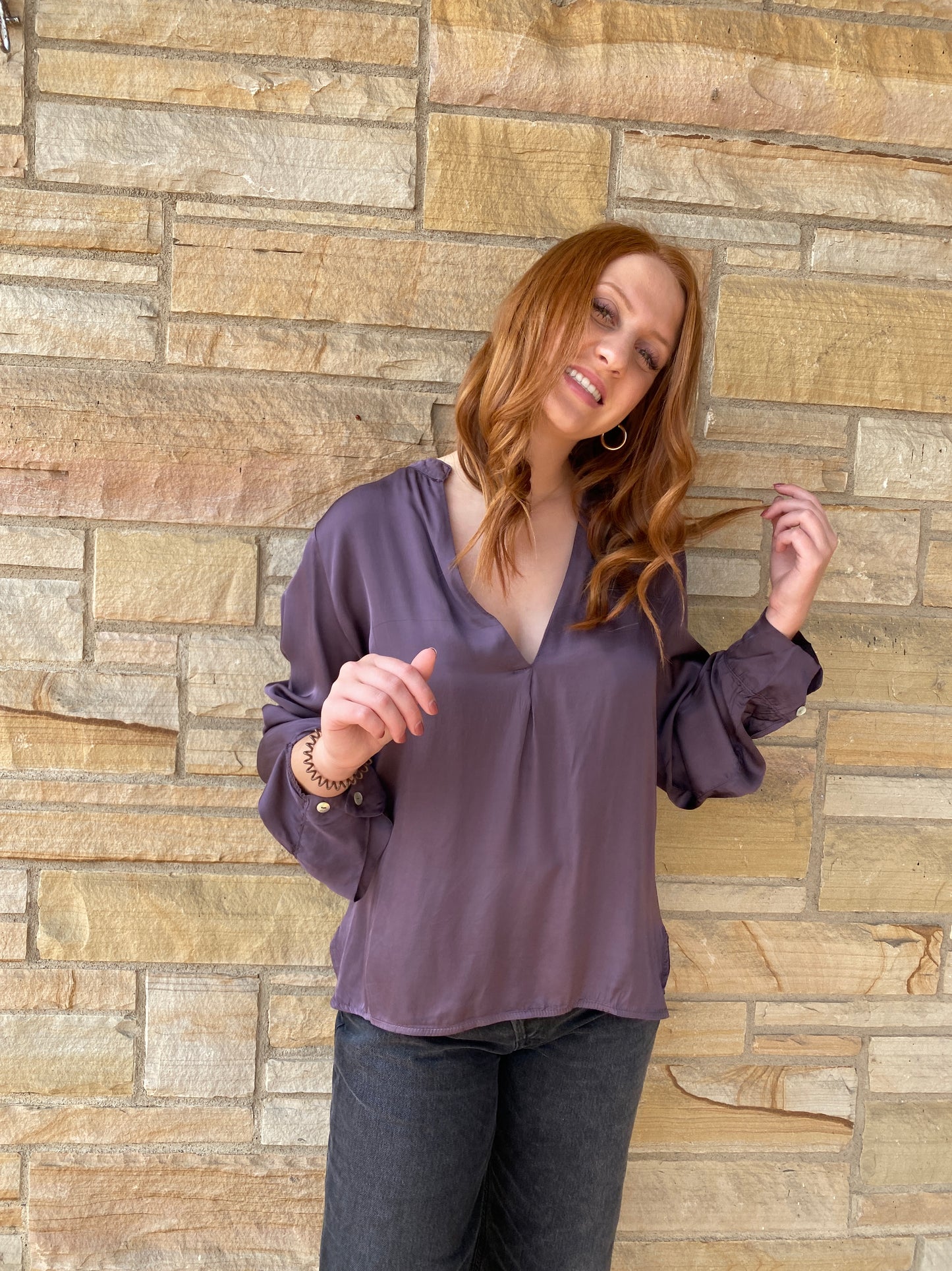 Silky V Neck Italian Top.