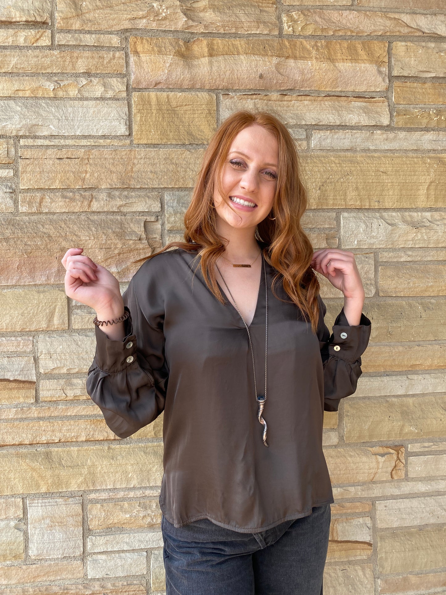 Silky V Neck Italian Top.