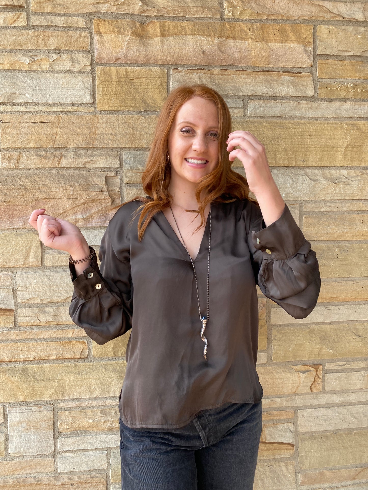 Silky V Neck Italian Top.