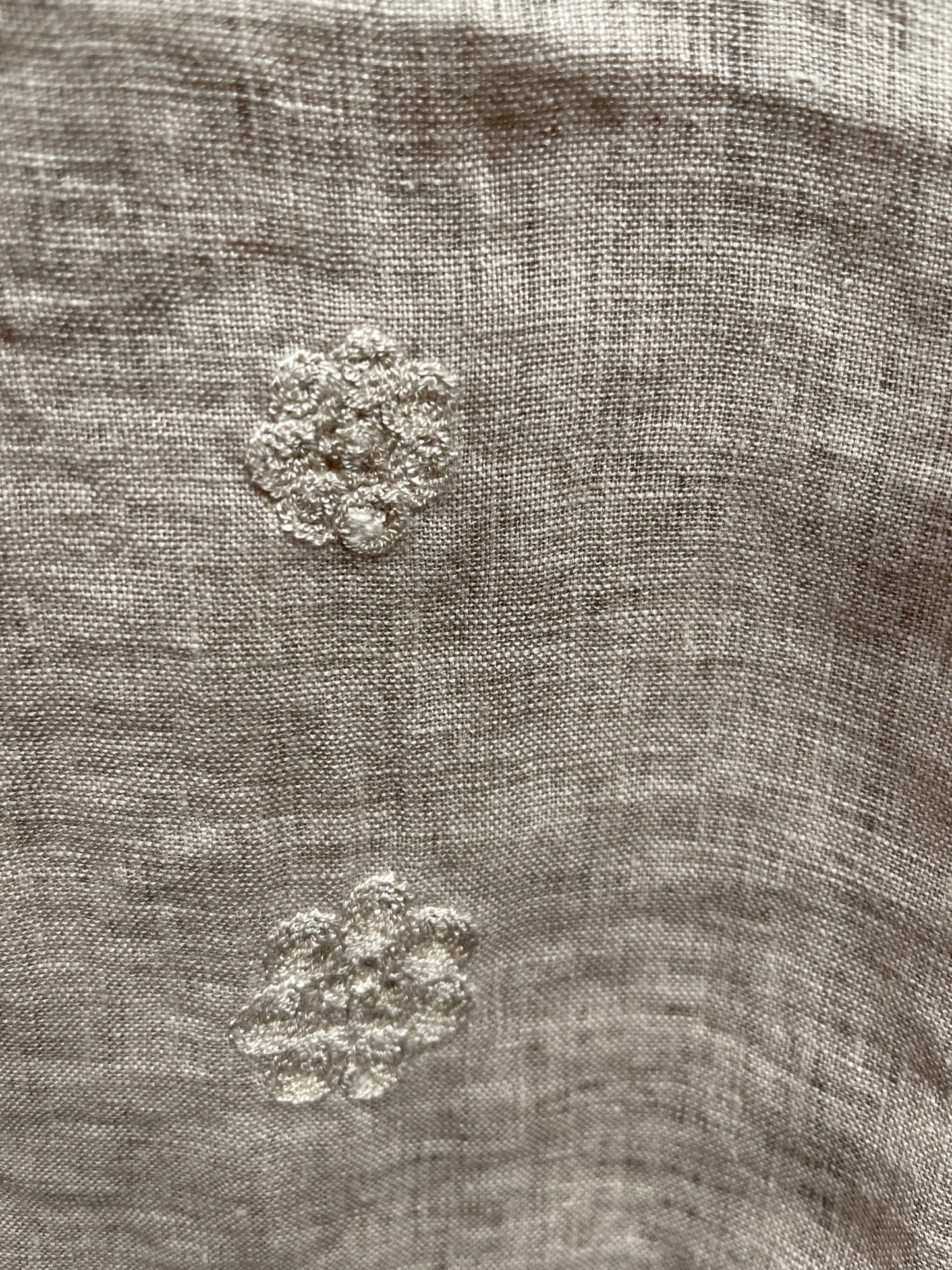 Linen Italian flower embroided top.