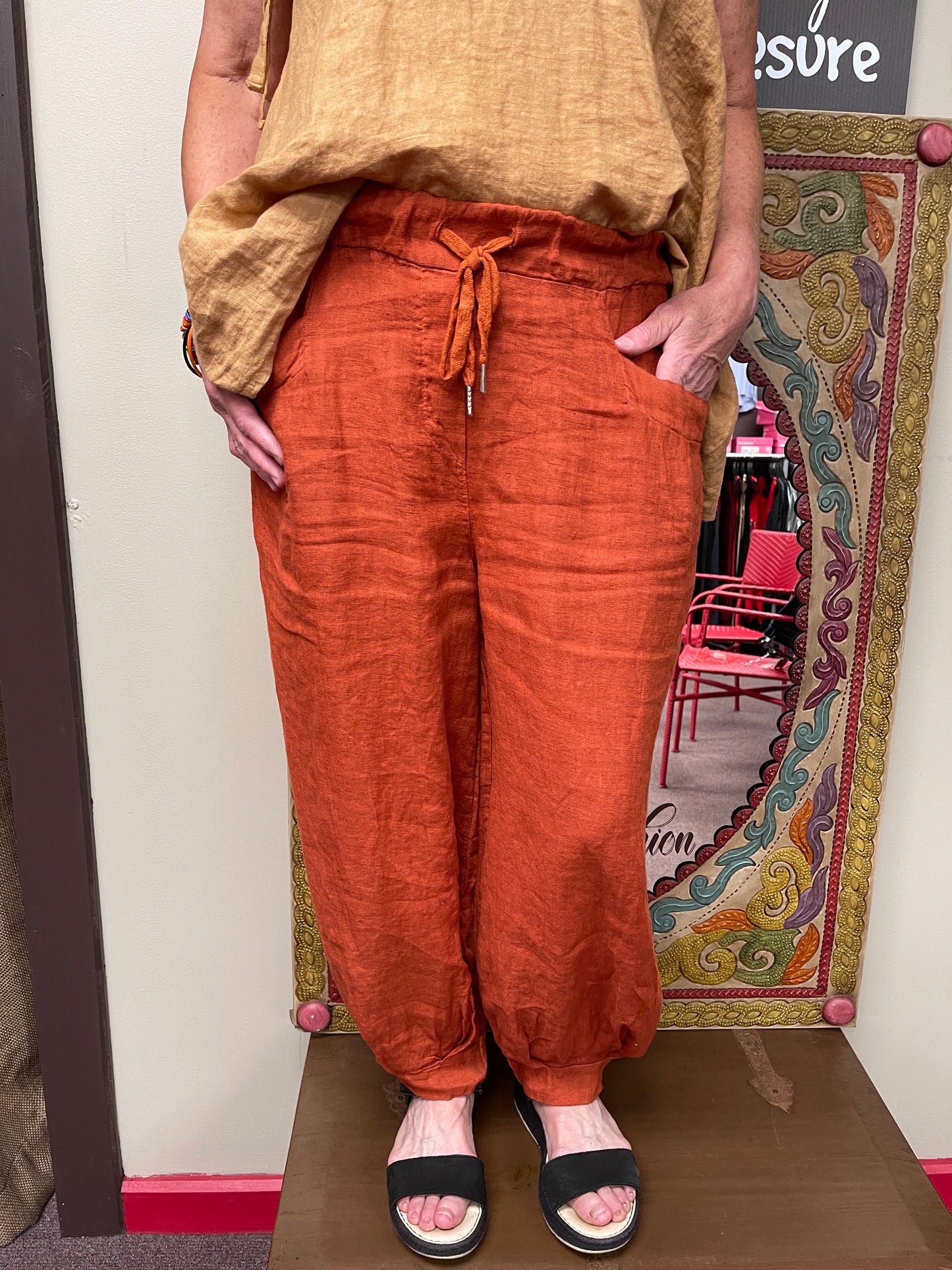 Italian Loose Jogger Style Linen Pants