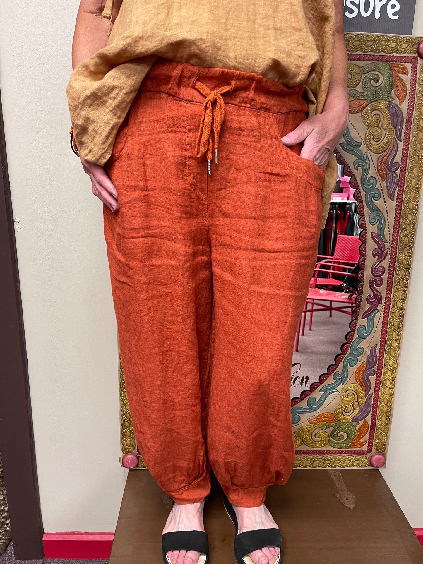 Italian Loose Jogger Style Linen Pants