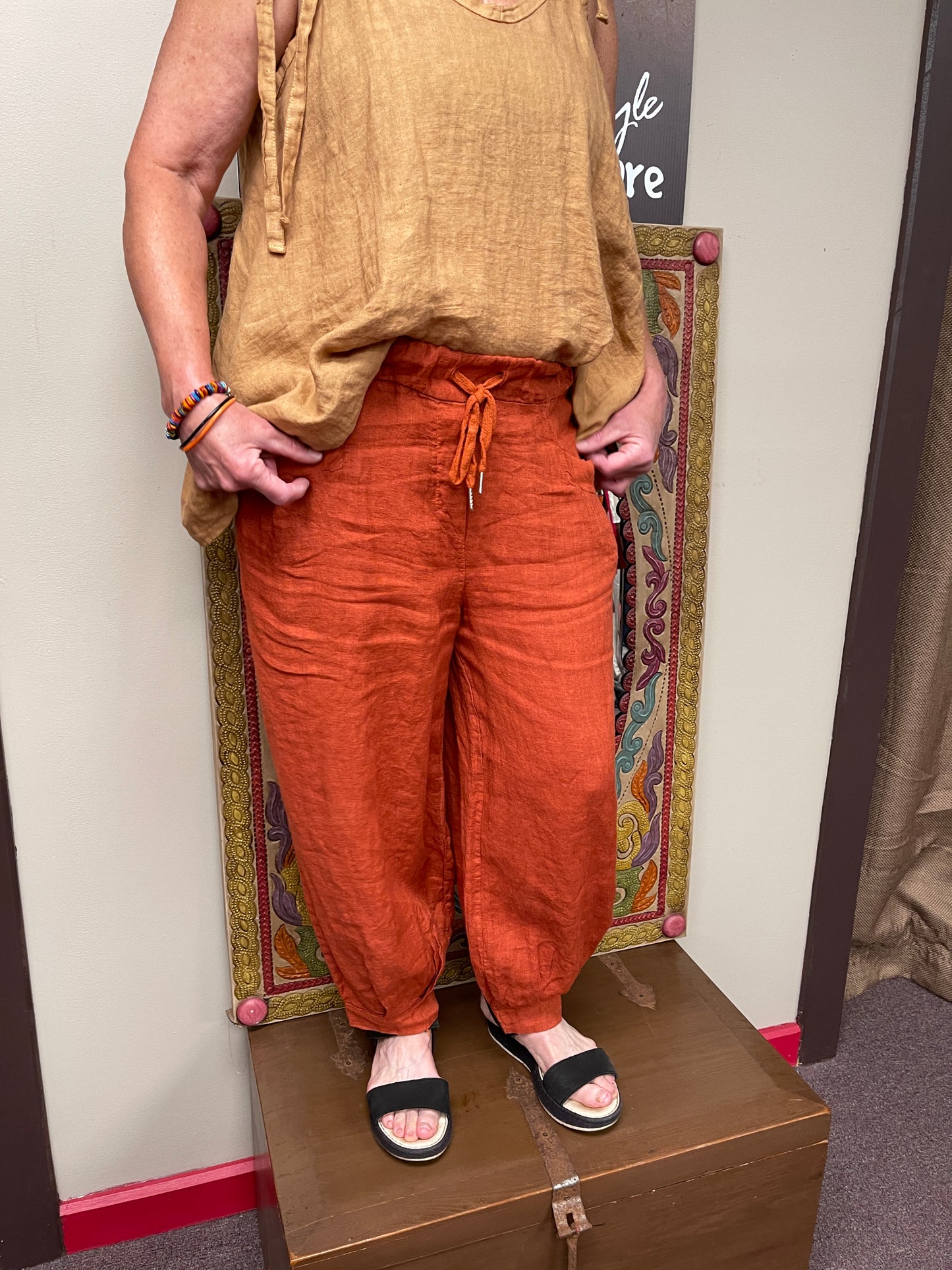 Italian Loose Jogger Style Linen Pants