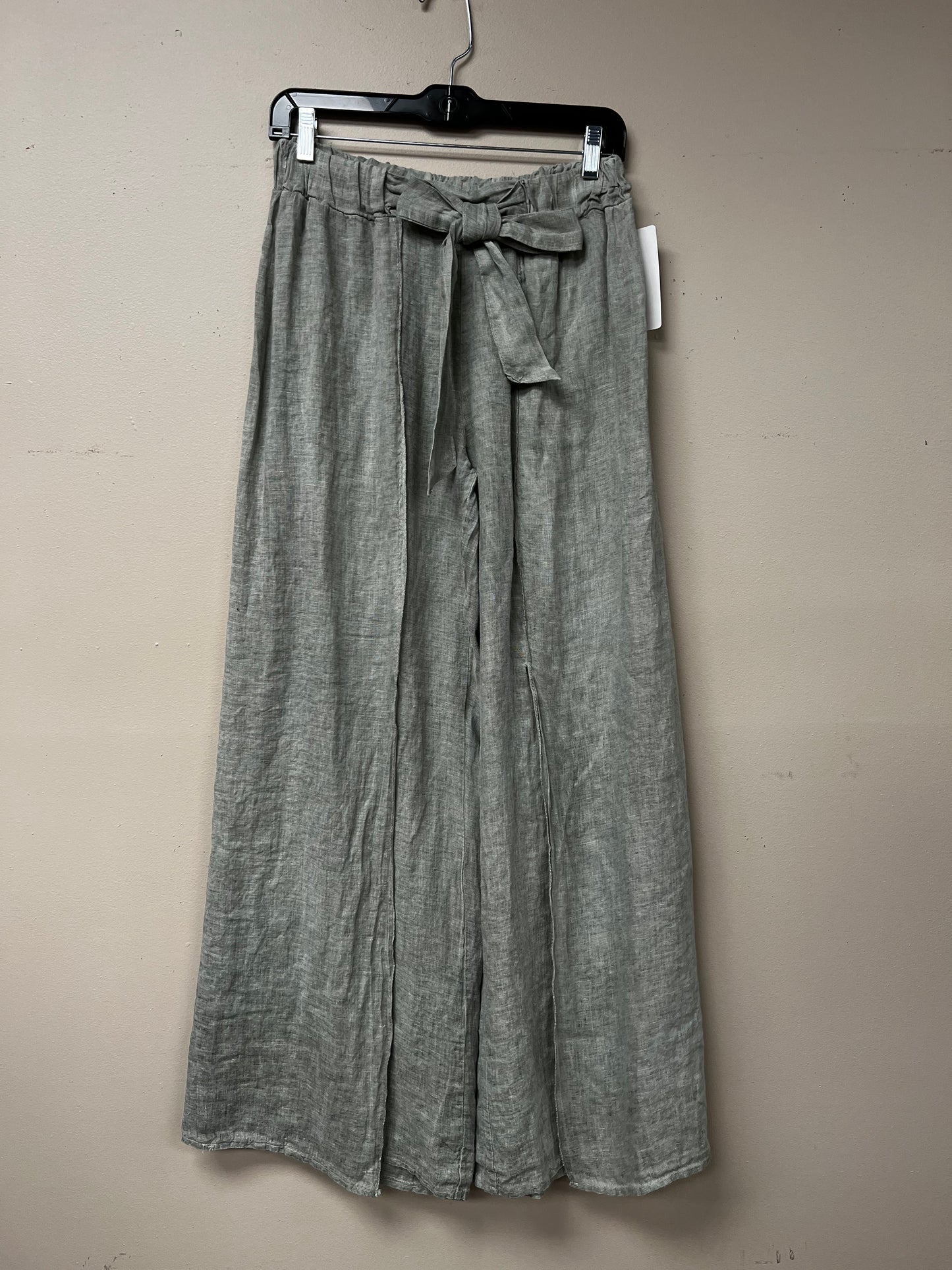 Italian crossover slit wide leg pants.