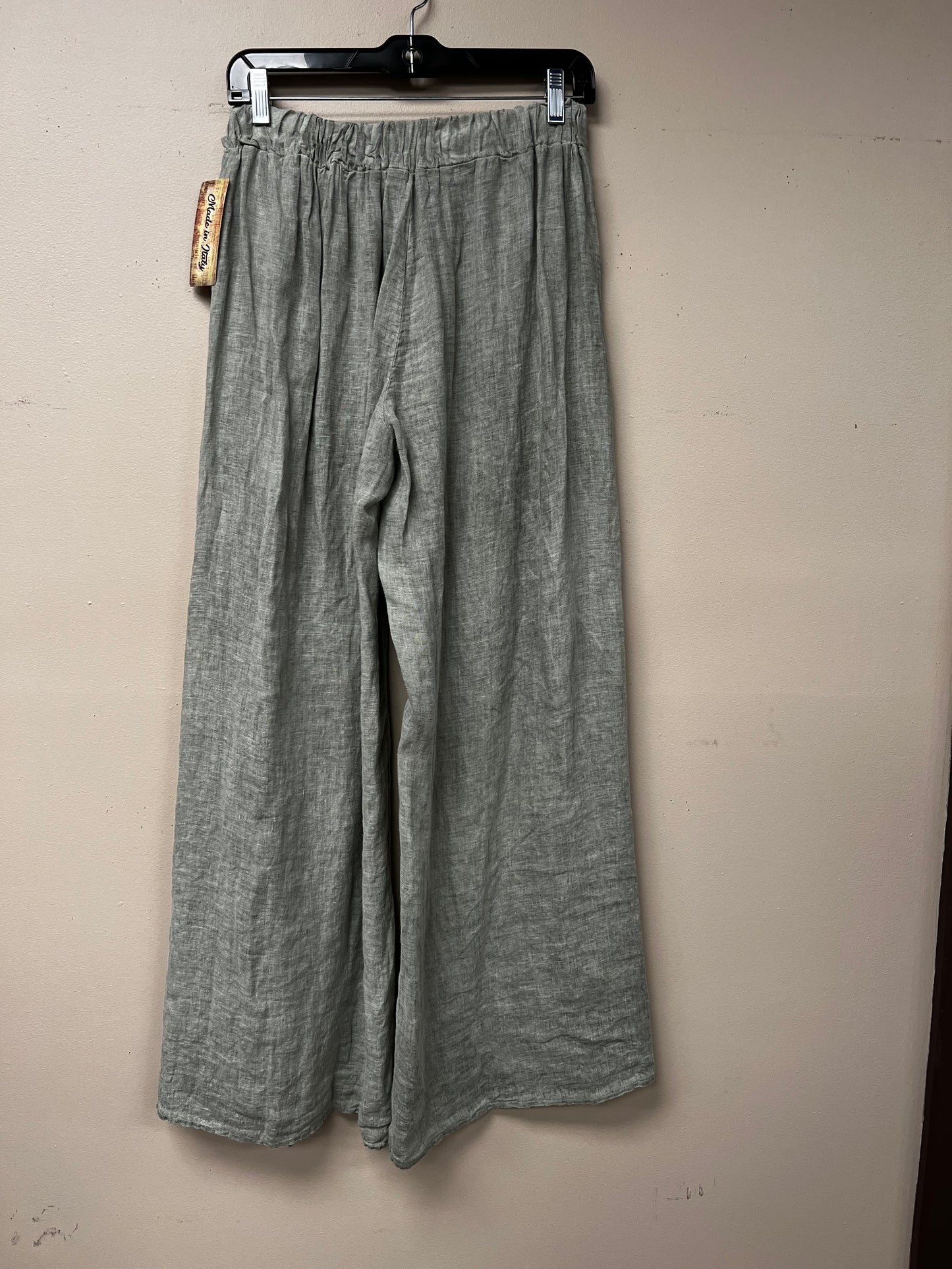Italian crossover slit wide leg pants.