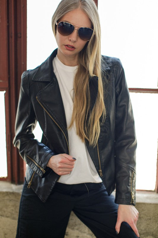 Motto faux leather jacket.