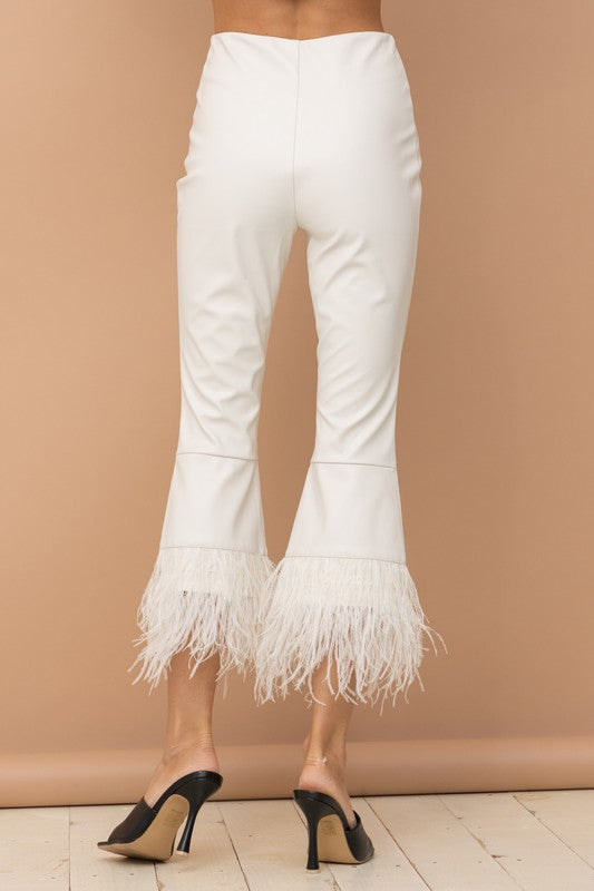 Faux Leather Feather leggings