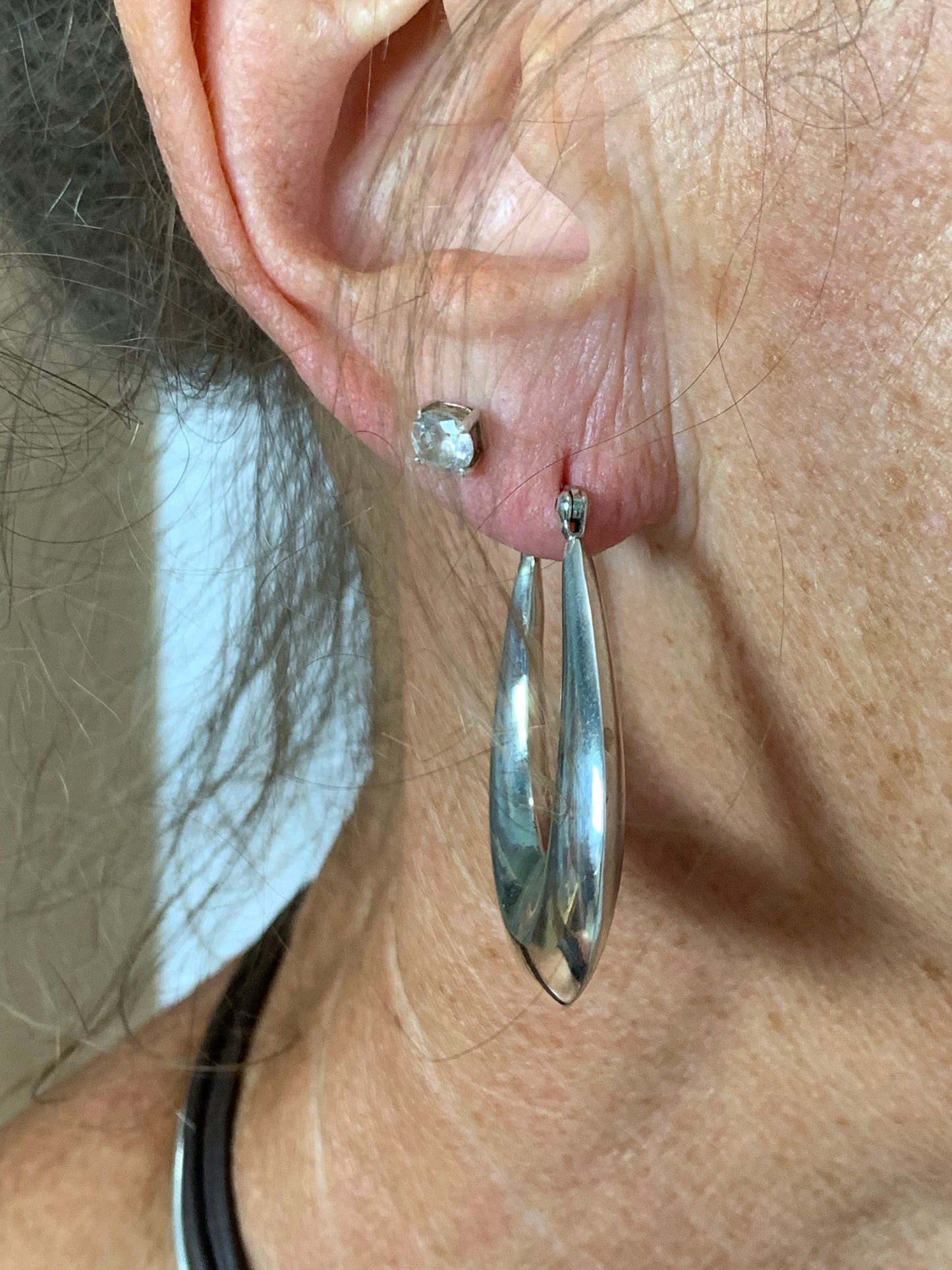 Sterling silver oval hoop earrings